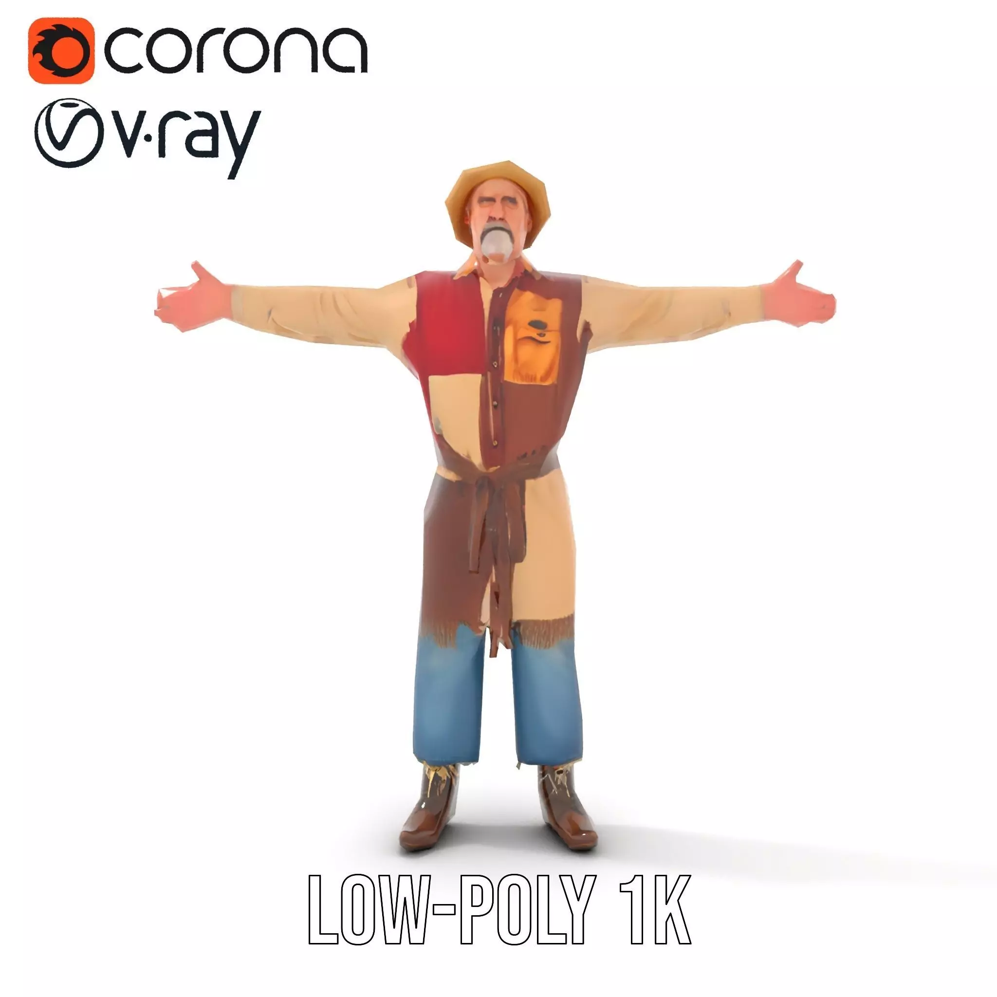 Rustic Scarecrow Model Pack for Interactive Environments Low-poly 3D model_20