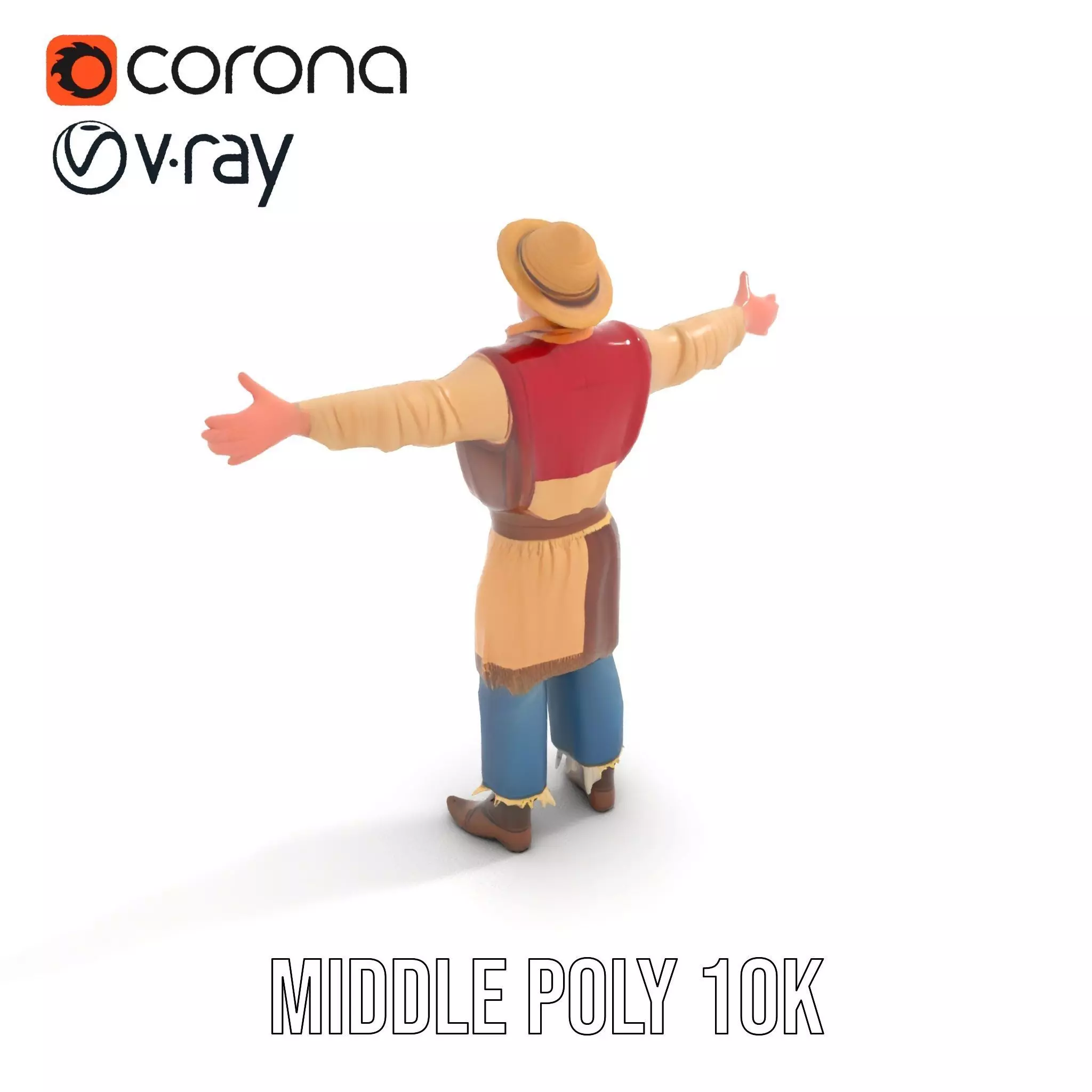 Rustic Scarecrow Model Pack for Interactive Environments Low-poly 3D model_7
