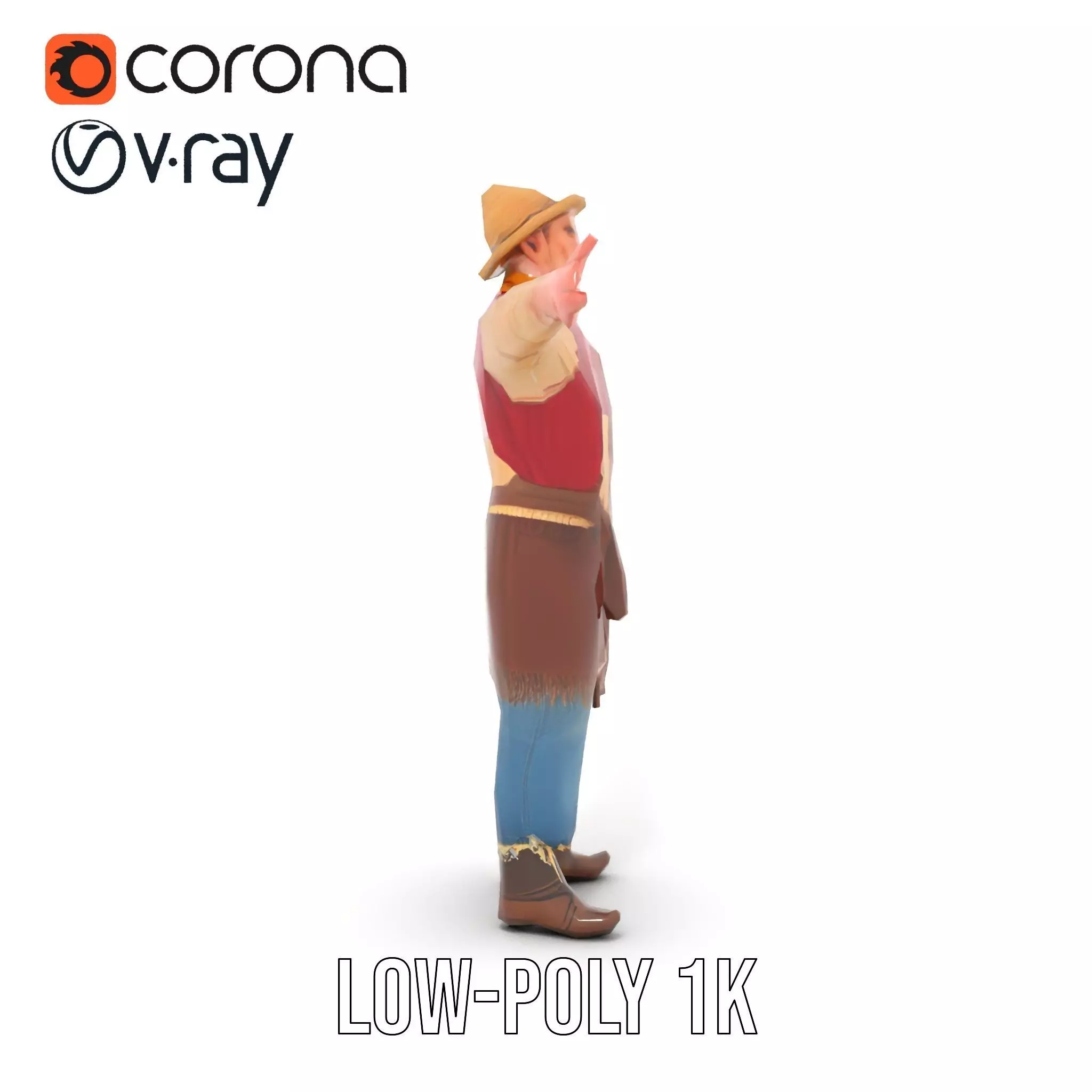 Rustic Scarecrow Model Pack for Interactive Environments Low-poly 3D model_26