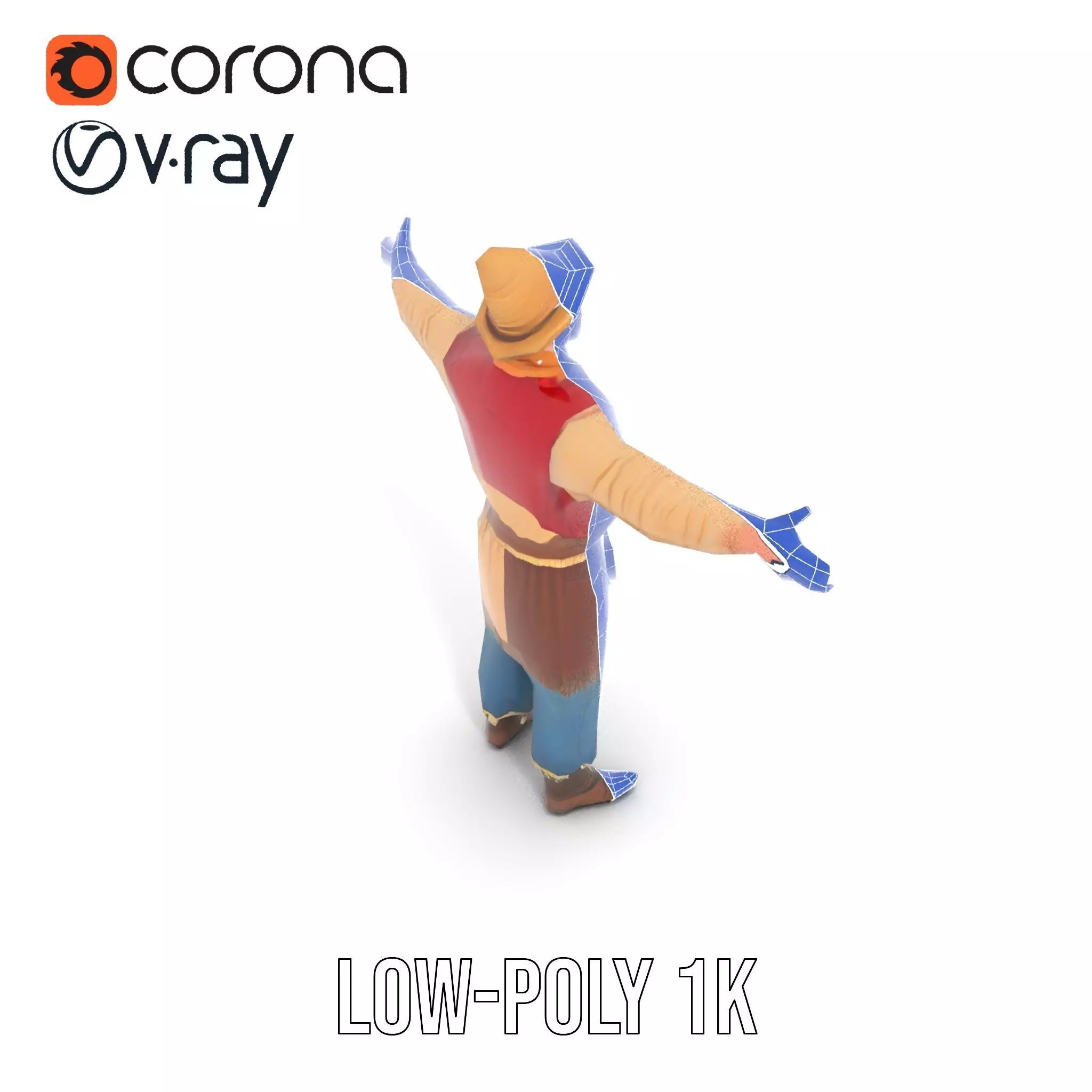 Rustic Scarecrow Model Pack for Interactive Environments Low-poly 3D model_23