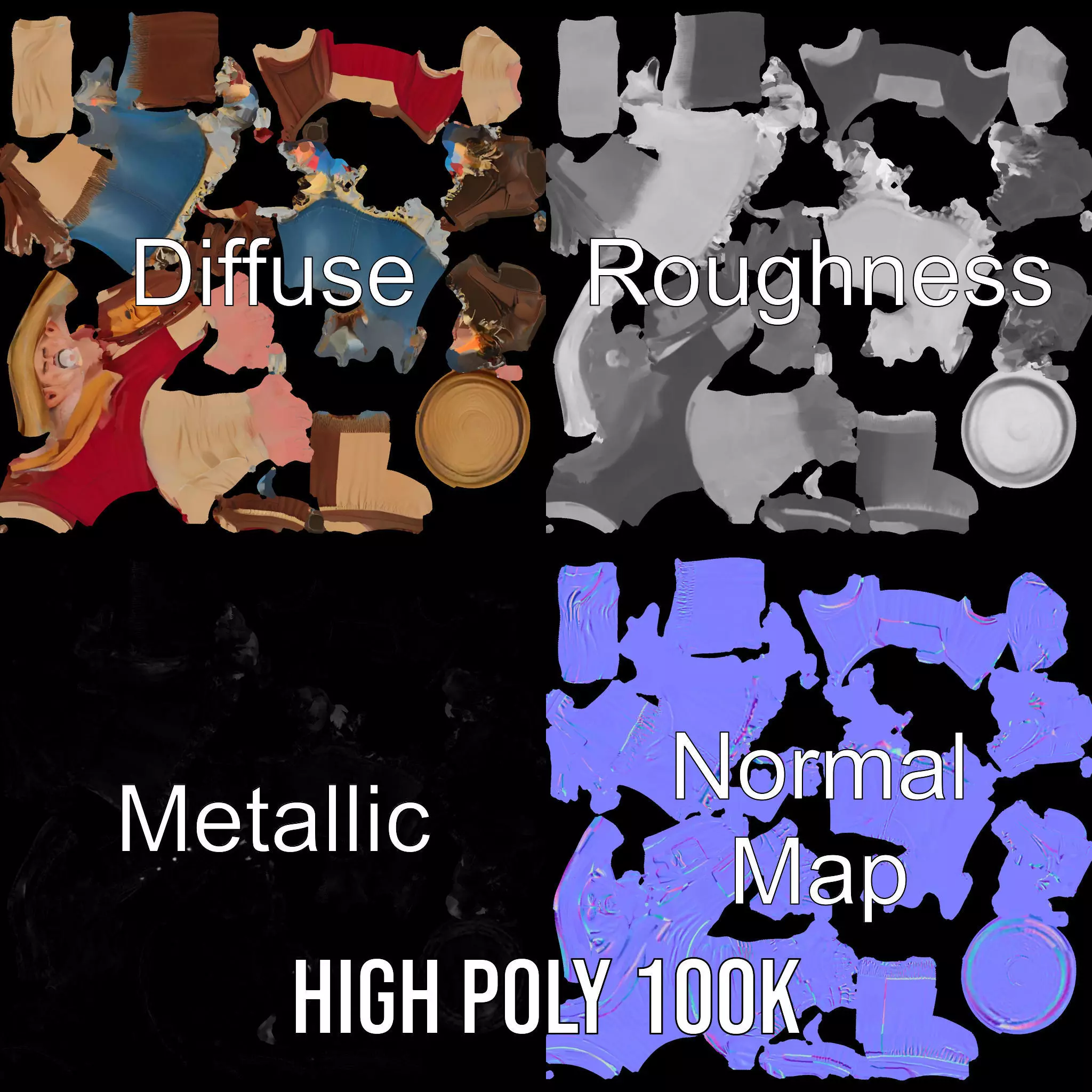 Rustic Scarecrow Model Pack for Interactive Environments Low-poly 3D model_4