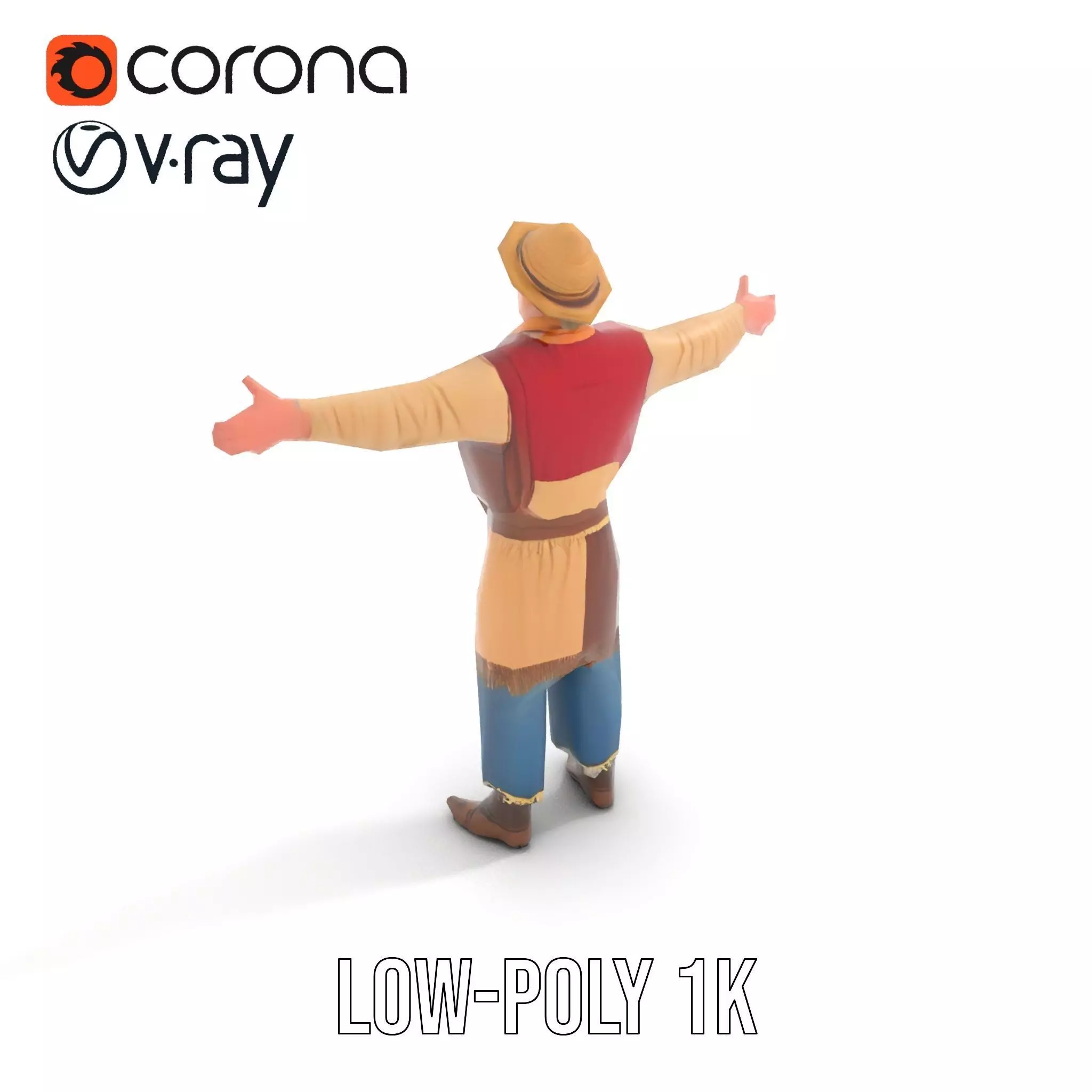 Rustic Scarecrow Model Pack for Interactive Environments Low-poly 3D model_18