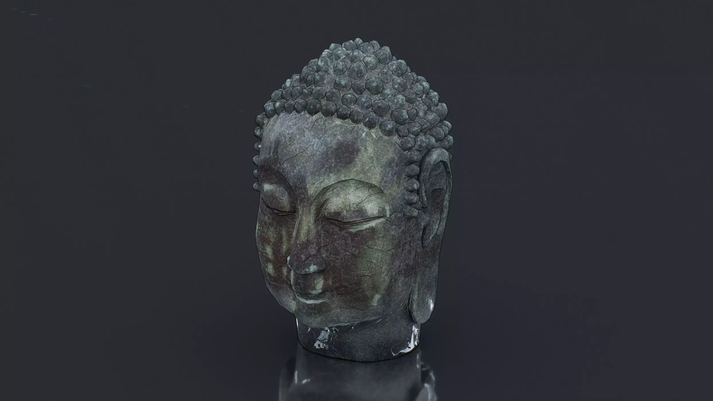 Chinese-style Buddha head sculpture Free low-poly 3D model