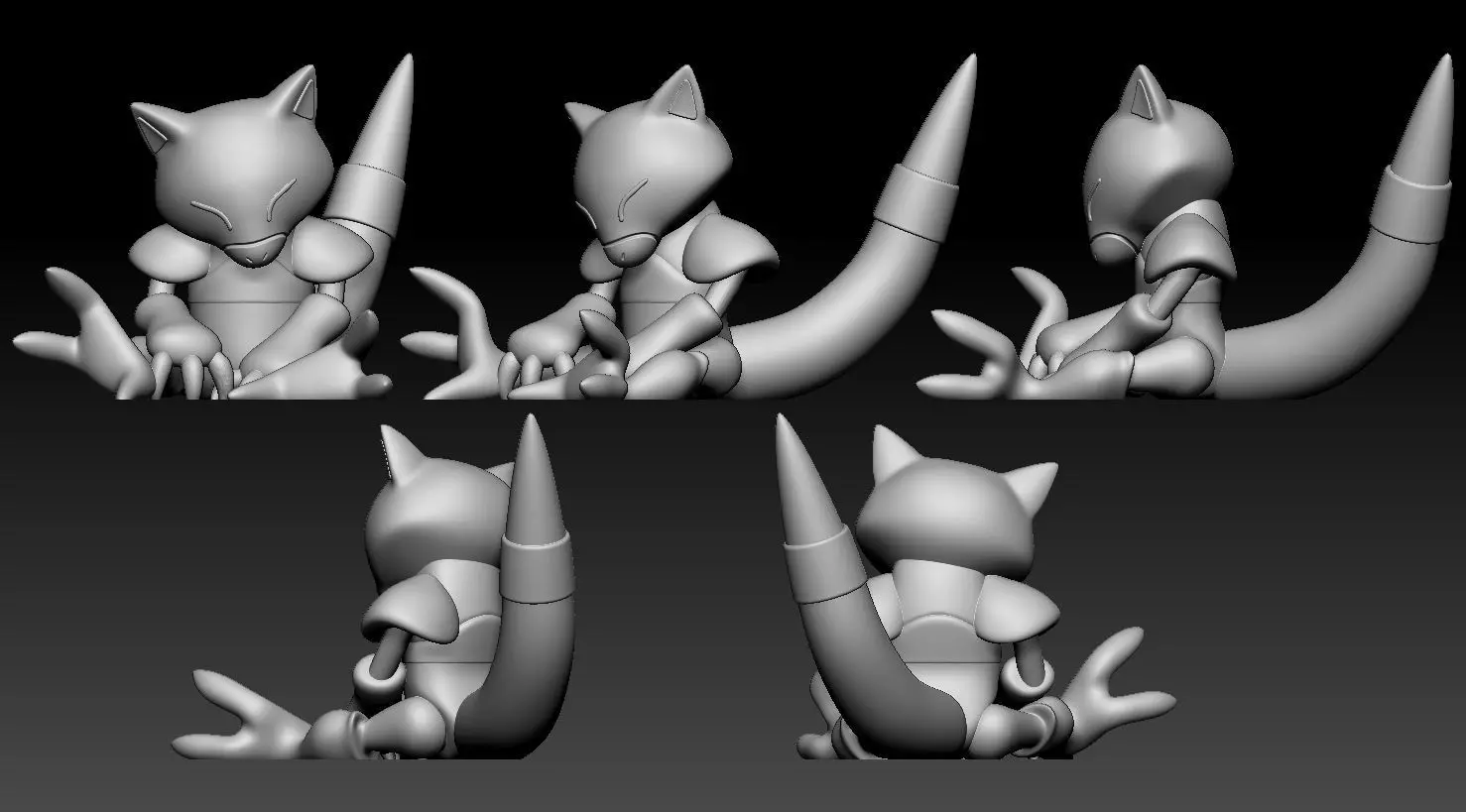 Abra Kadabra Alakazam Mega Alakazam Pokemon Fanart Pack 2 poses 3D print model_13