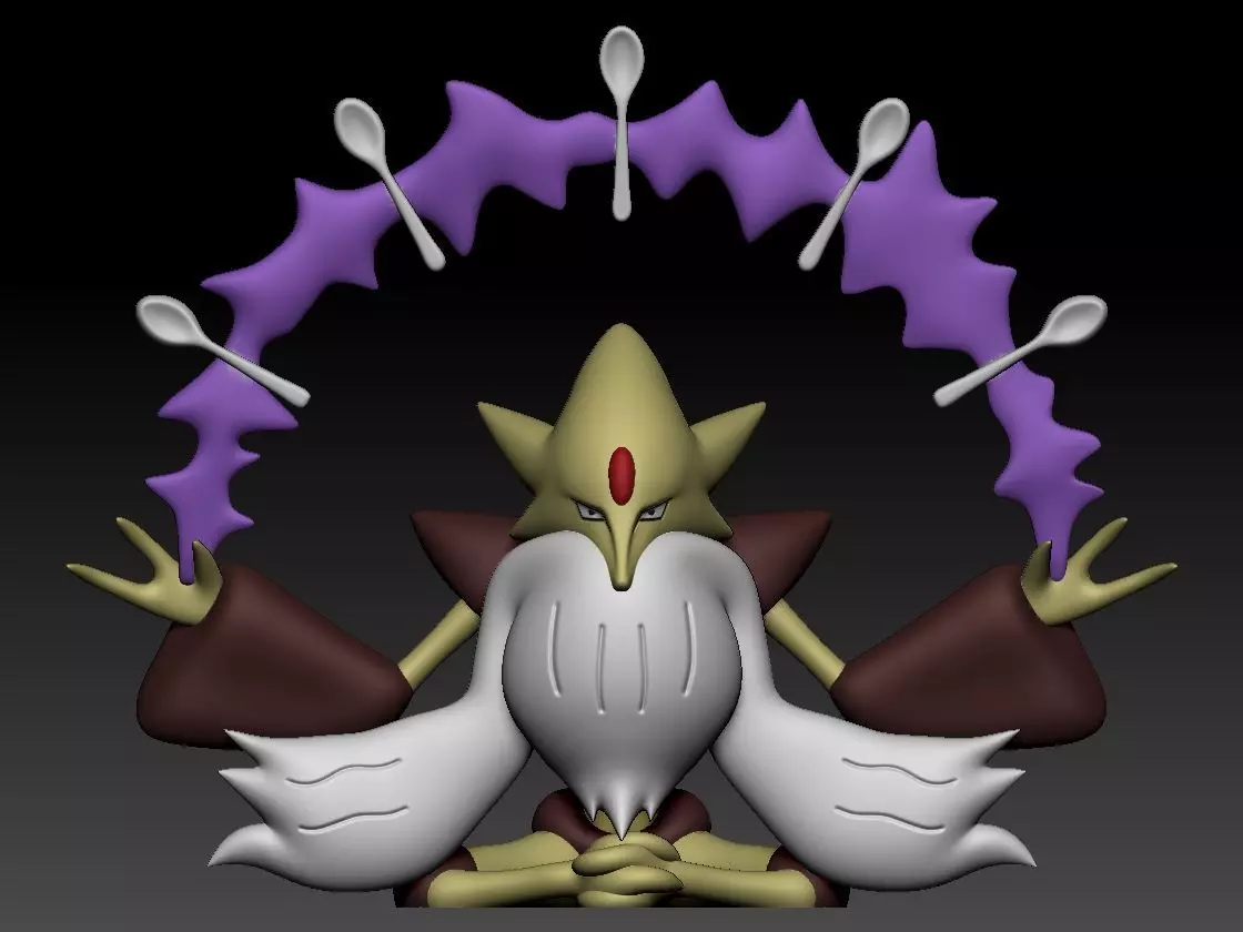 Abra Kadabra Alakazam Mega Alakazam Pokemon Fanart Pack 2 poses 3D print model_2