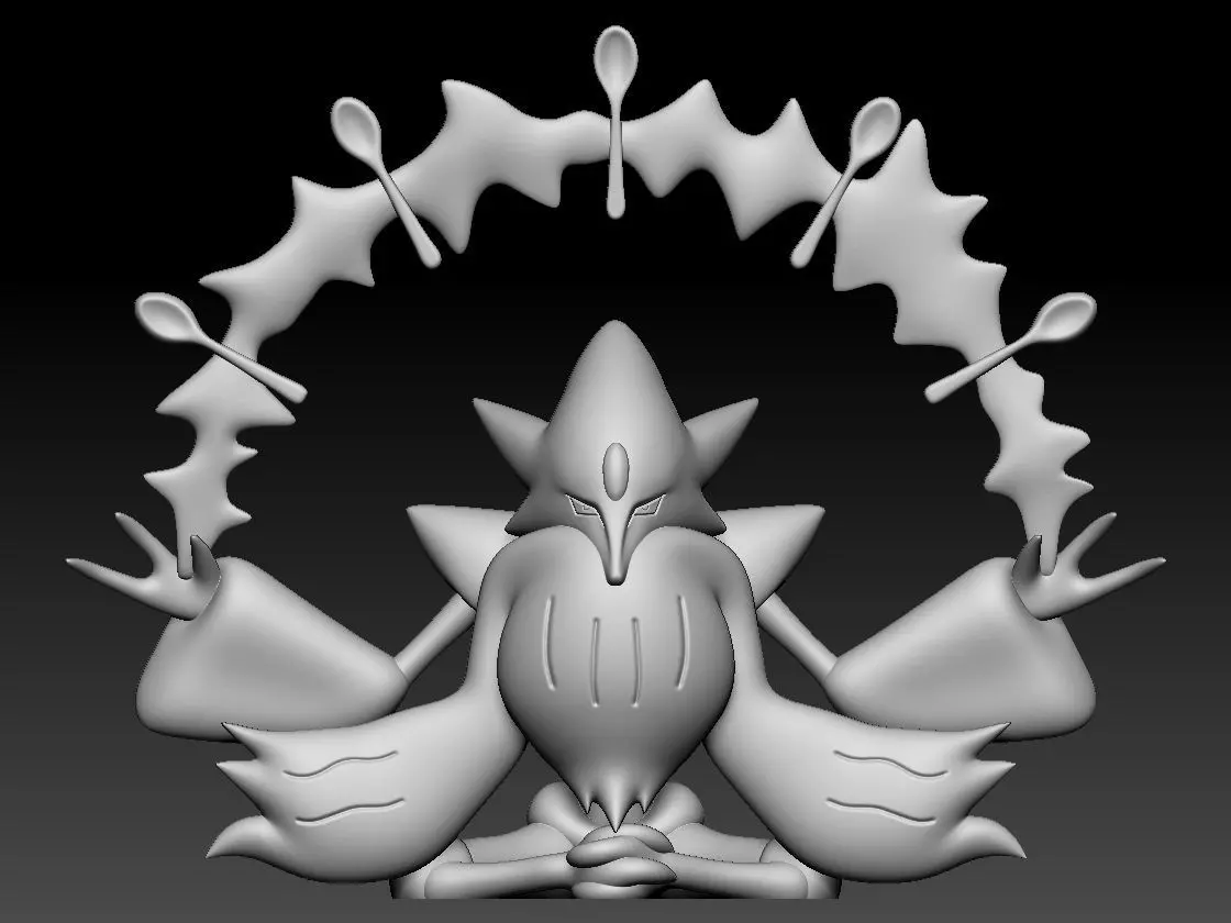 Abra Kadabra Alakazam Mega Alakazam Pokemon Fanart Pack 2 poses 3D print model_3