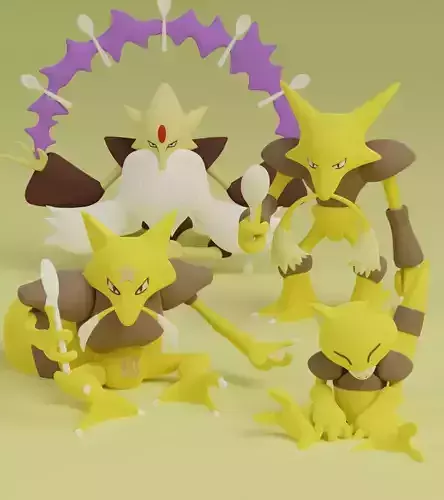 Abra Kadabra Alakazam Mega Alakazam Pokemon Fanart Pack 2 poses