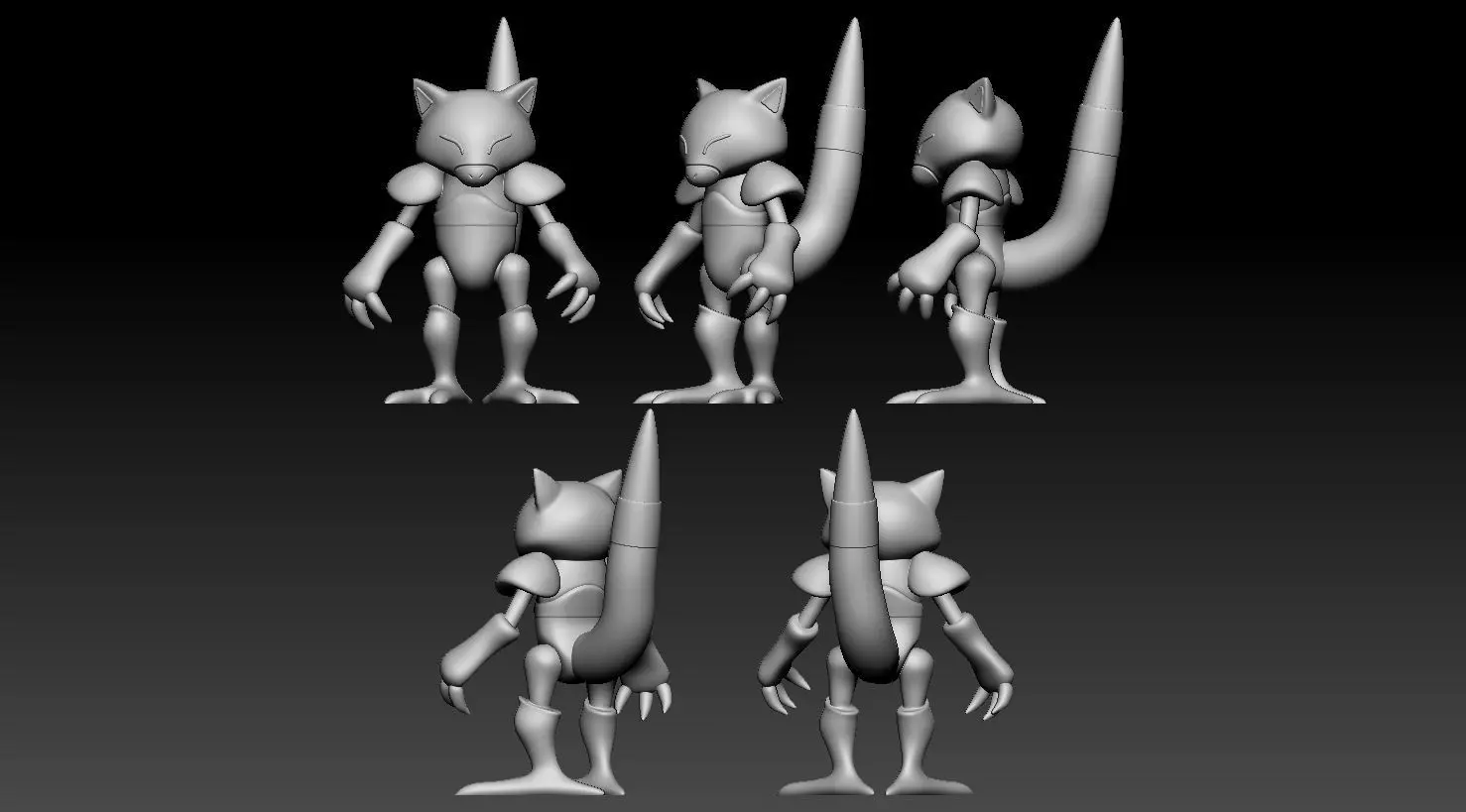 Abra Kadabra Alakazam Mega Alakazam Pokemon Fanart Pack 2 poses 3D print model_16