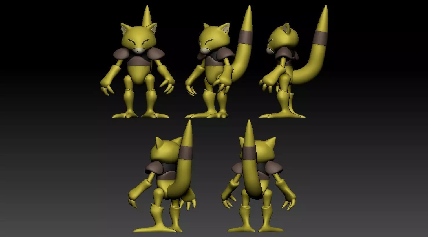 Abra Kadabra Alakazam Mega Alakazam Pokemon Fanart Pack 2 poses 3D print model_17