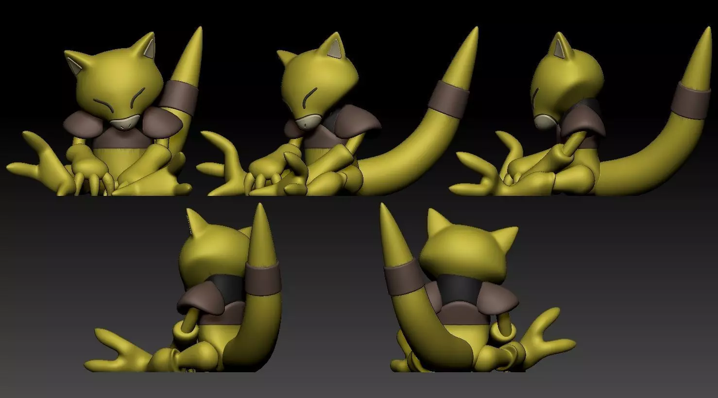 Abra Kadabra Alakazam Mega Alakazam Pokemon Fanart Pack 2 poses 3D print model_15