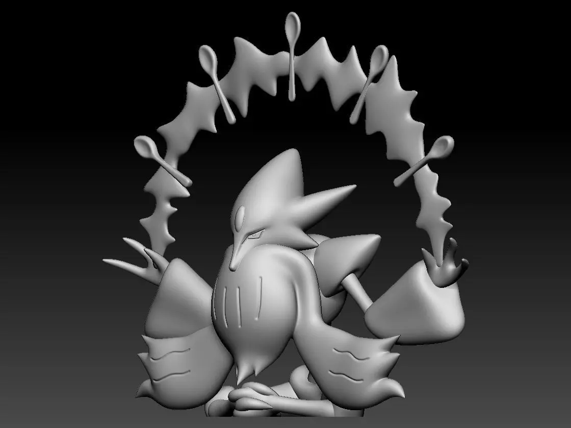 Abra Kadabra Alakazam Mega Alakazam Pokemon Fanart Pack 2 poses 3D print model_5