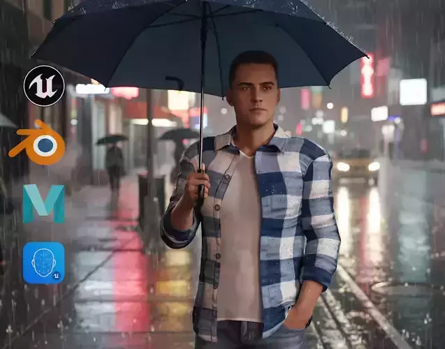 Young Urban Guy Plaid Shirt et Denim Pants