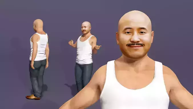 Realistic Asian Chinese Rural NPC Character LiuNeng-Game Ready