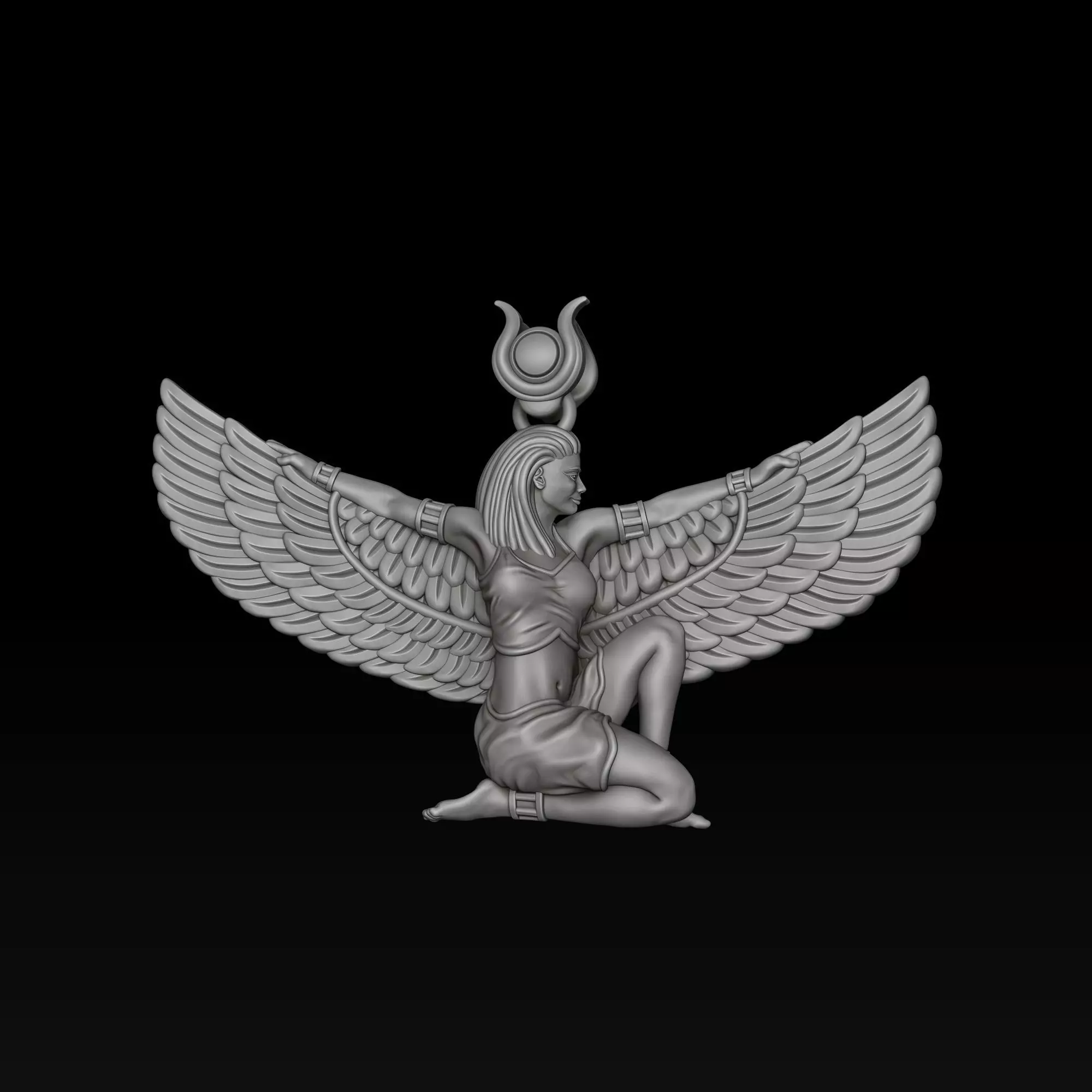 Isis Egyptian Goddess Pendant v3 3D print model_3