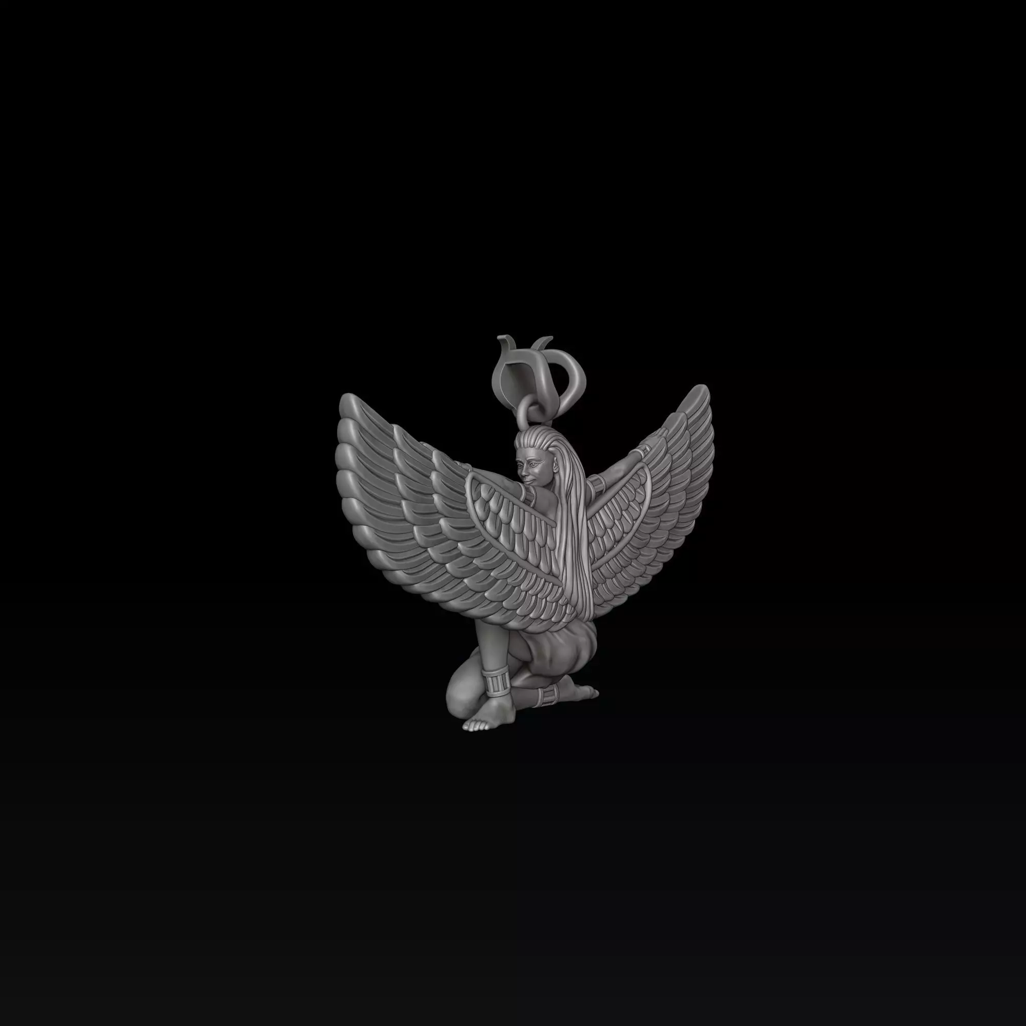 Isis Egyptian Goddess Pendant v3 3D print model_2