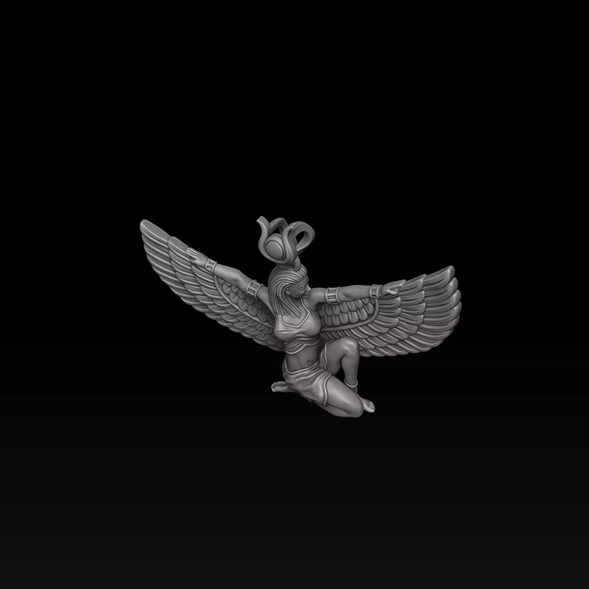 Isis Egyptian Goddess Pendant v3 3D print model_6