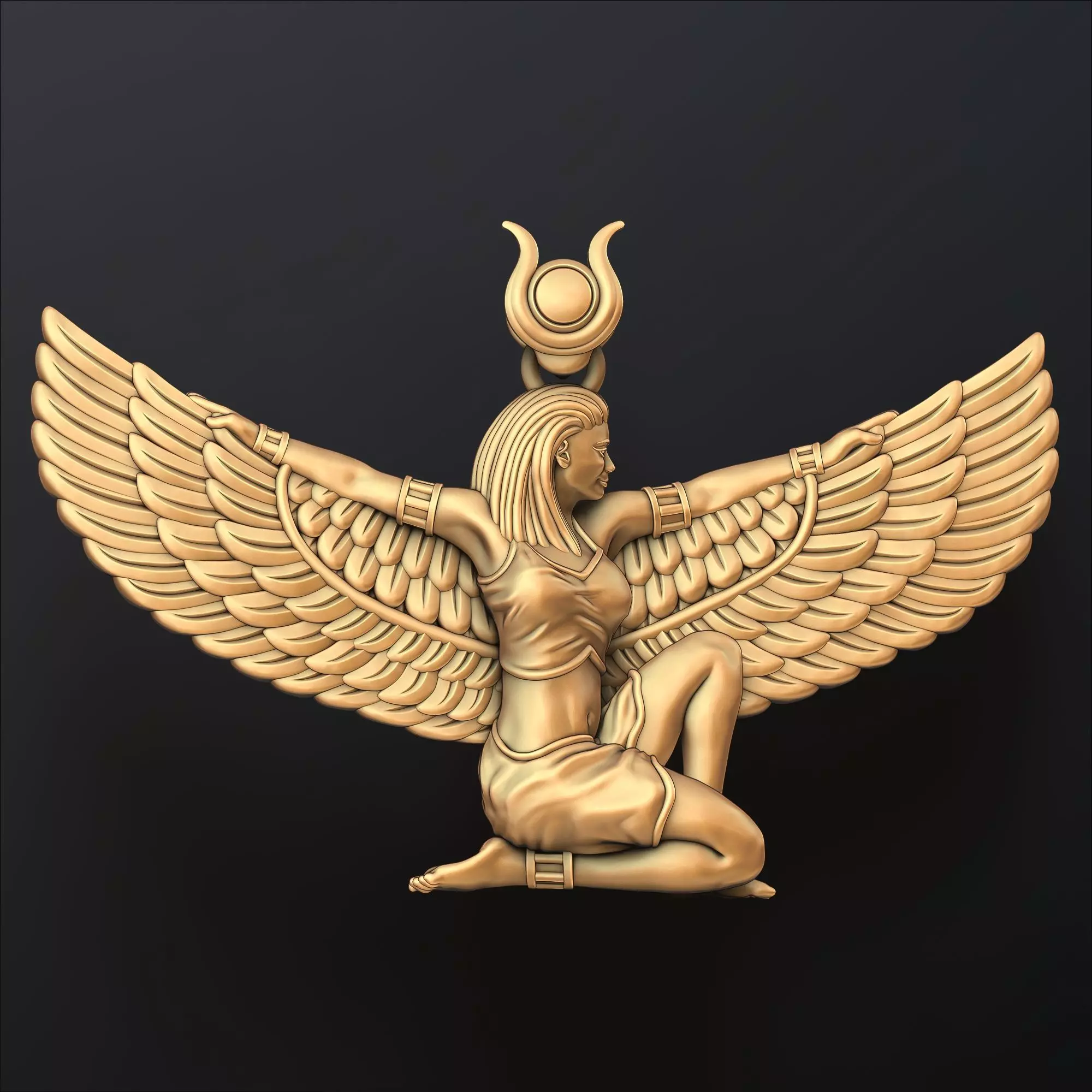 Isis Egyptian Goddess Pendant v3 3D print model_0
