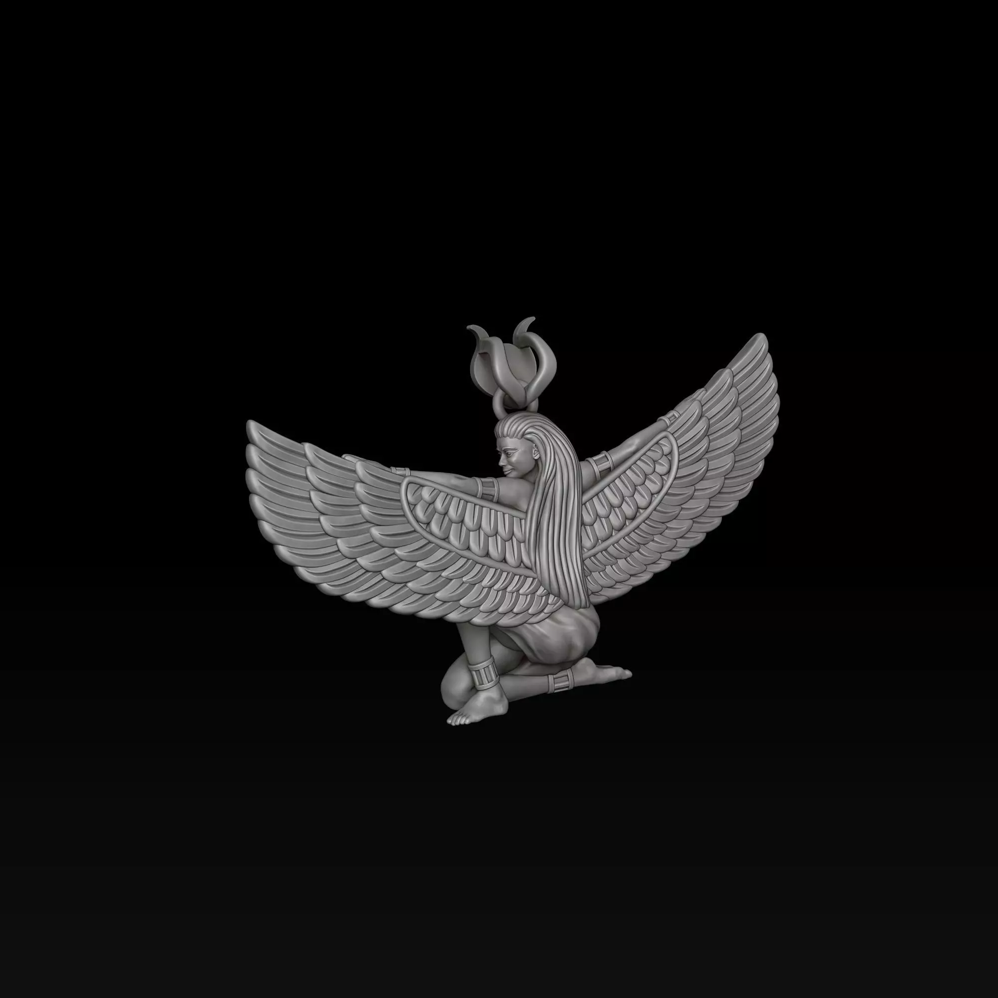 Isis Egyptian Goddess Pendant v3 3D print model_4