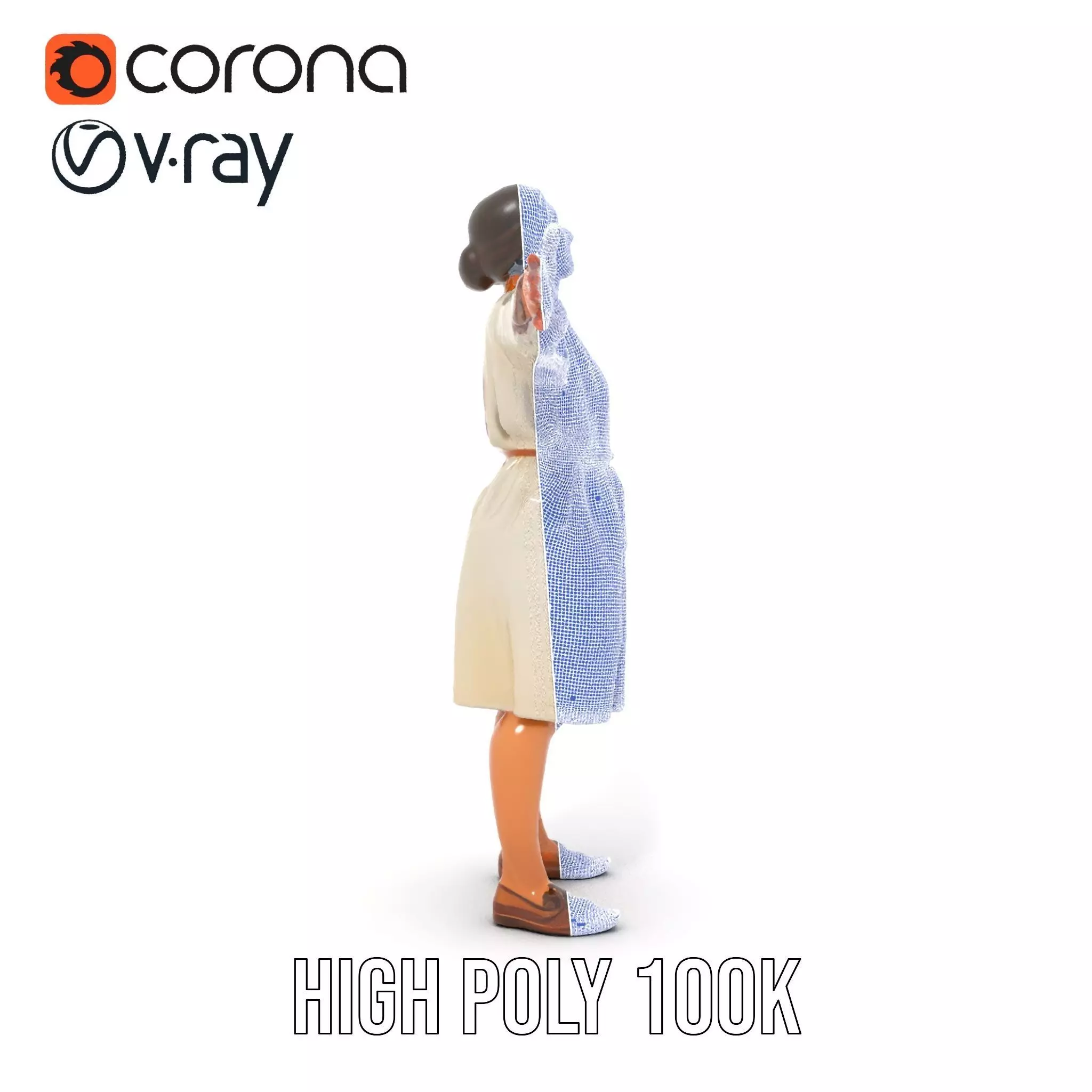 Traditional Dress Character Model Pack with Embroidered Details Low-poly 3D model_18