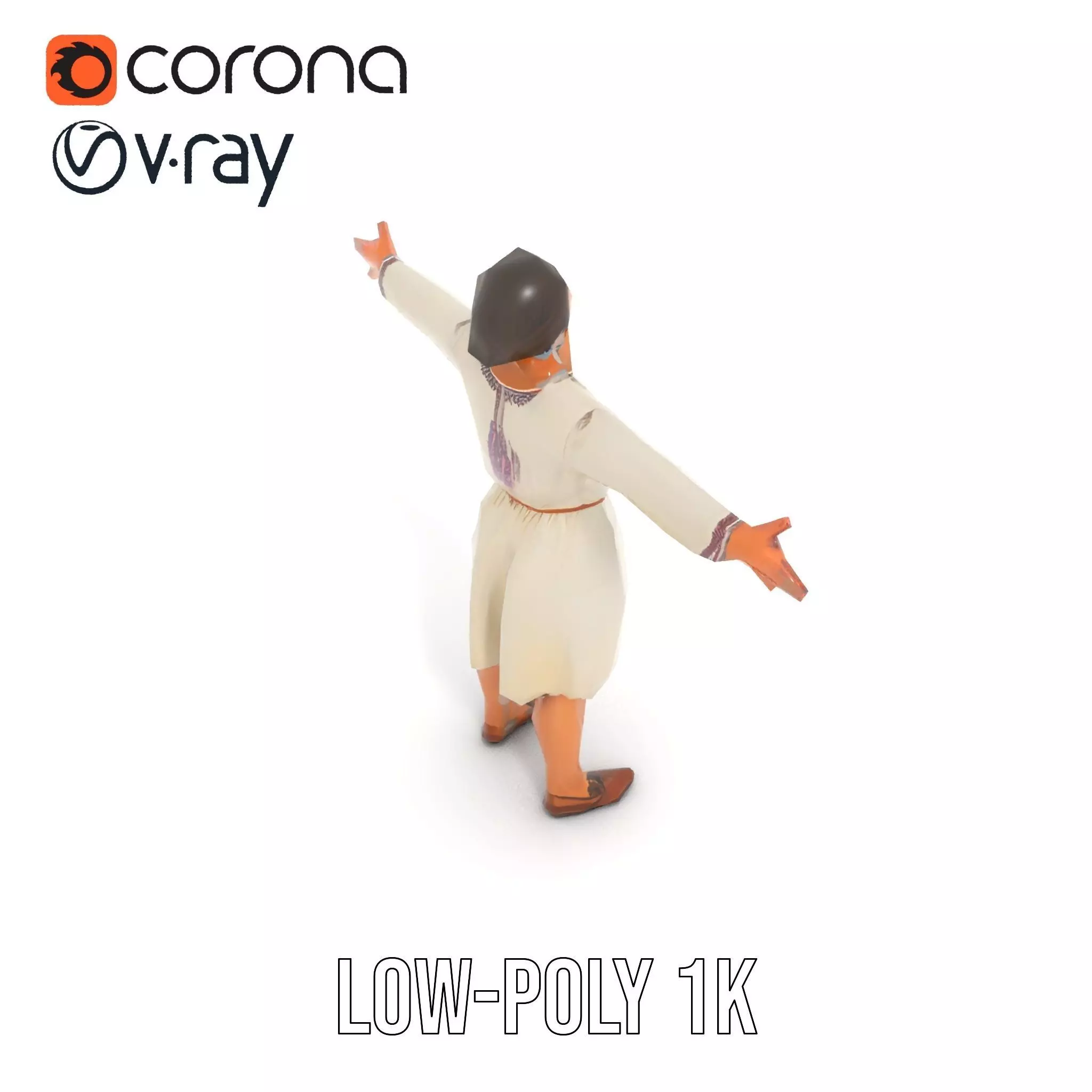 Traditional Dress Character Model Pack with Embroidered Details Low-poly 3D model_9