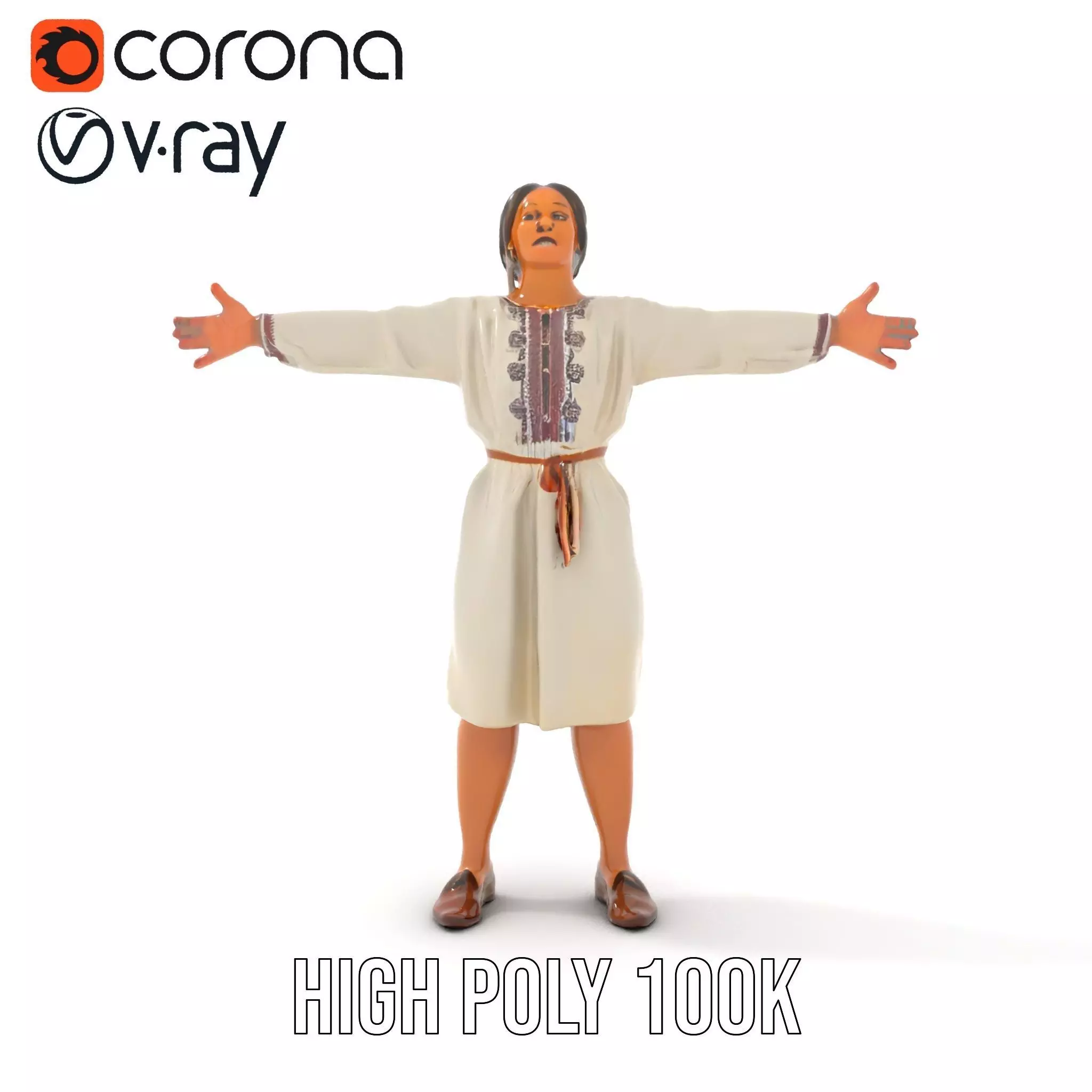 Traditional Dress Character Model Pack with Embroidered Details Low-poly 3D model_24