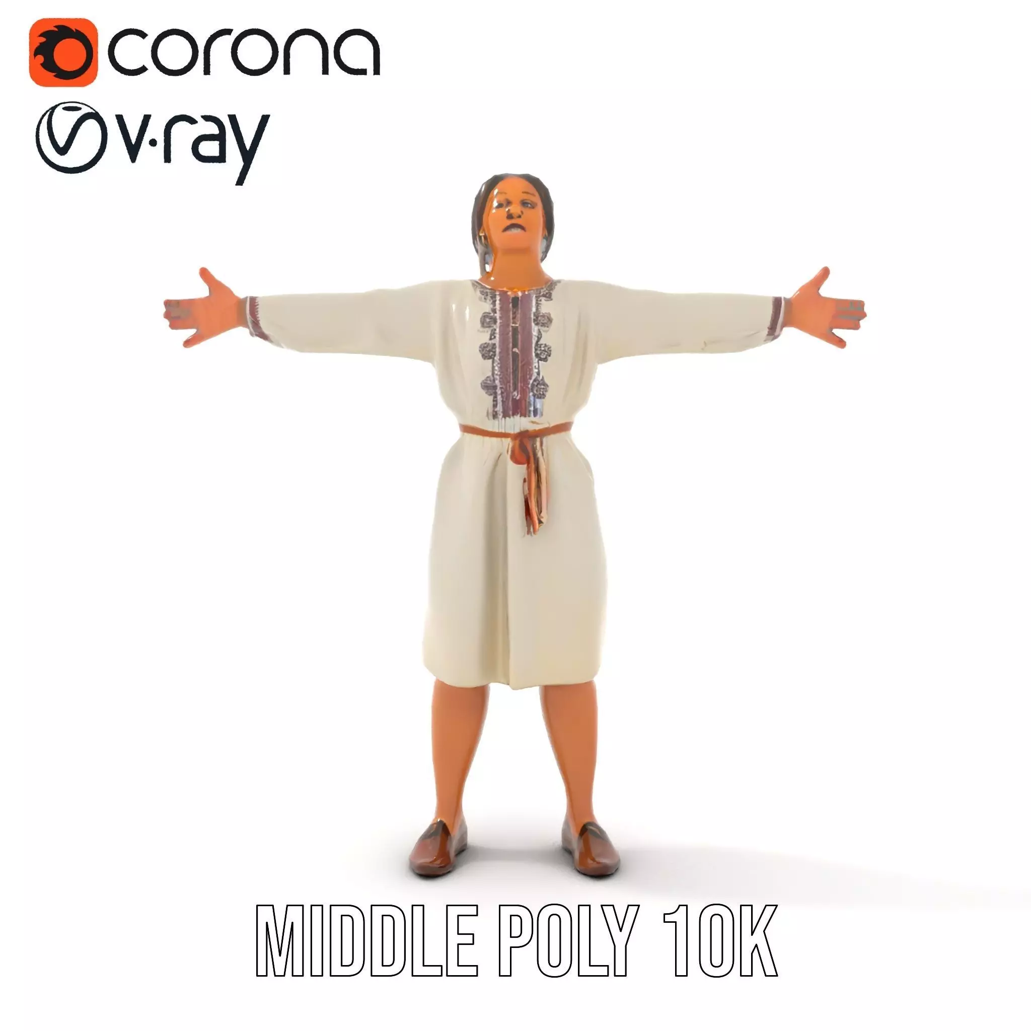 Traditional Dress Character Model Pack with Embroidered Details Low-poly 3D model_16