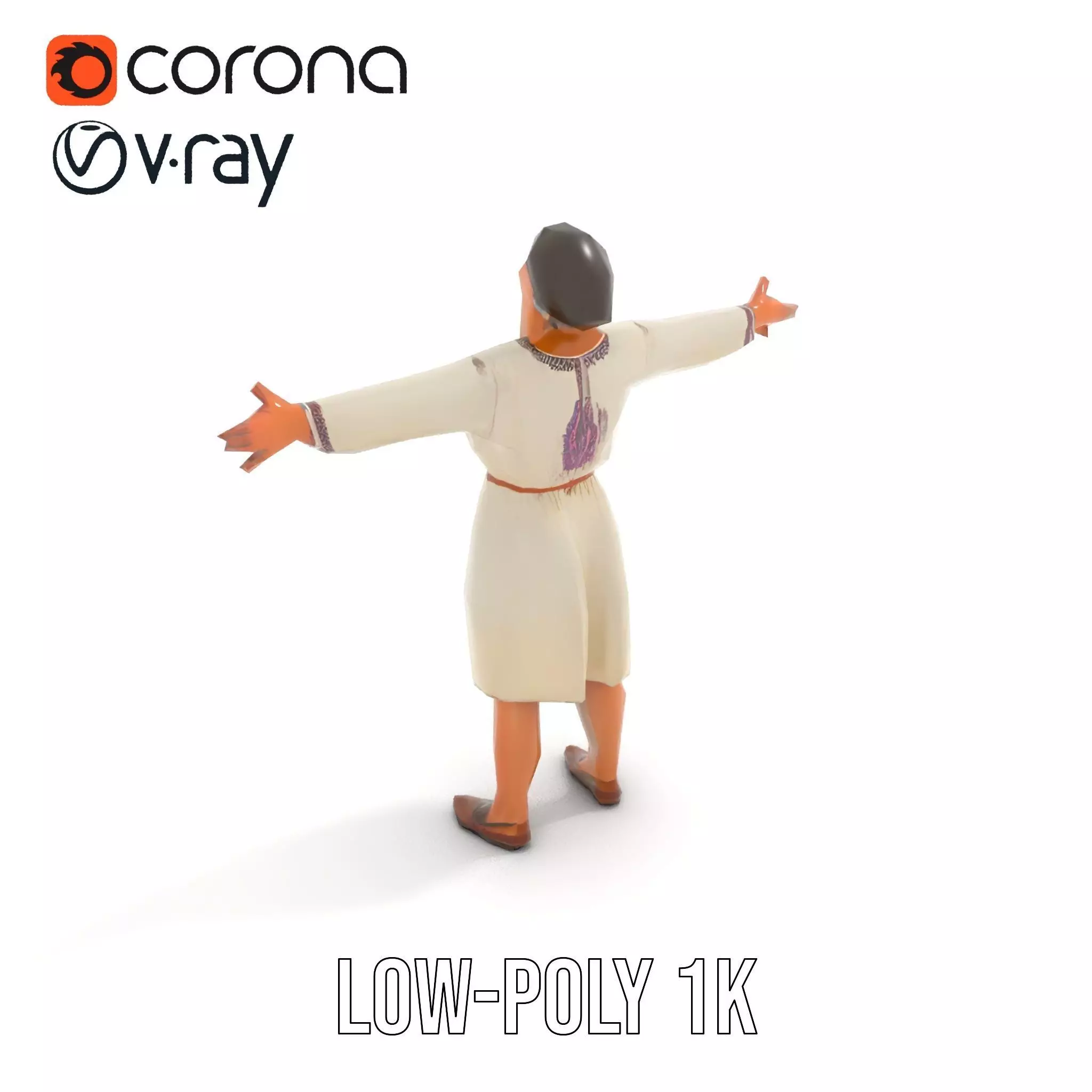 Traditional Dress Character Model Pack with Embroidered Details Low-poly 3D model_14