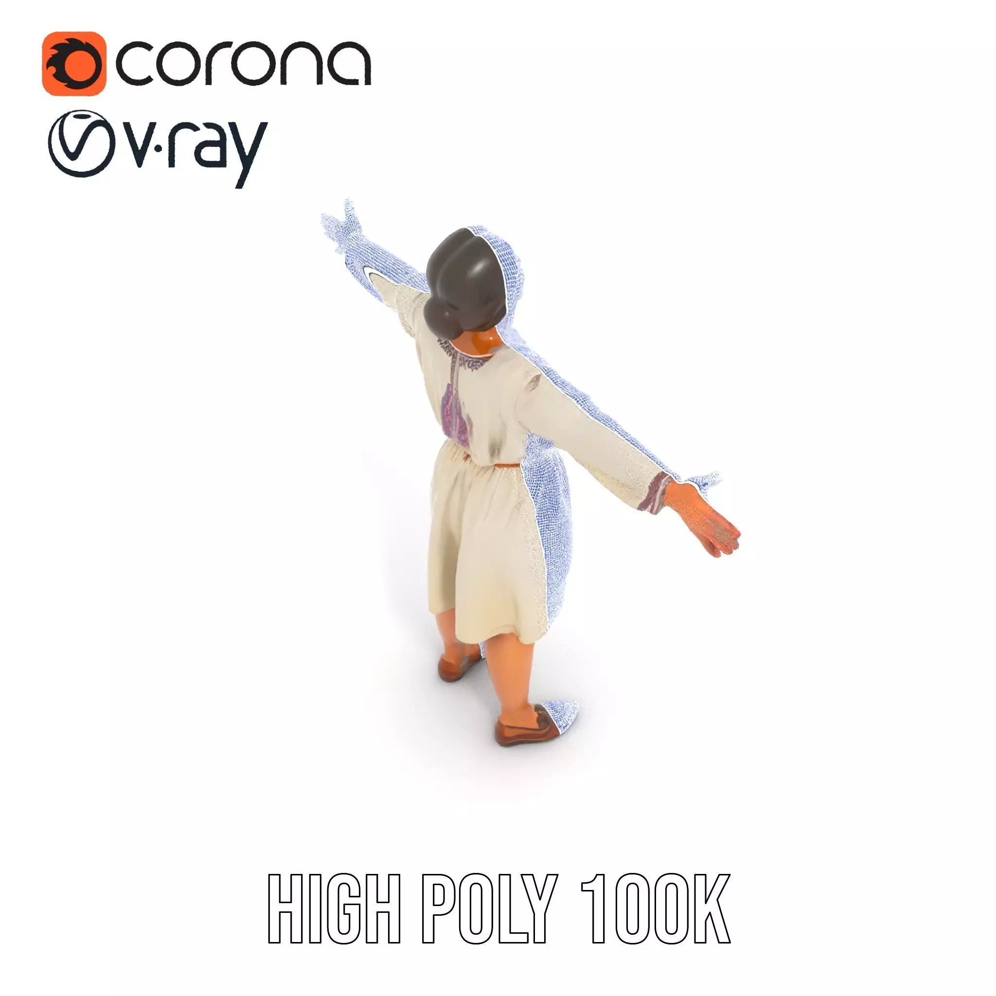 Traditional Dress Character Model Pack with Embroidered Details Low-poly 3D model_21