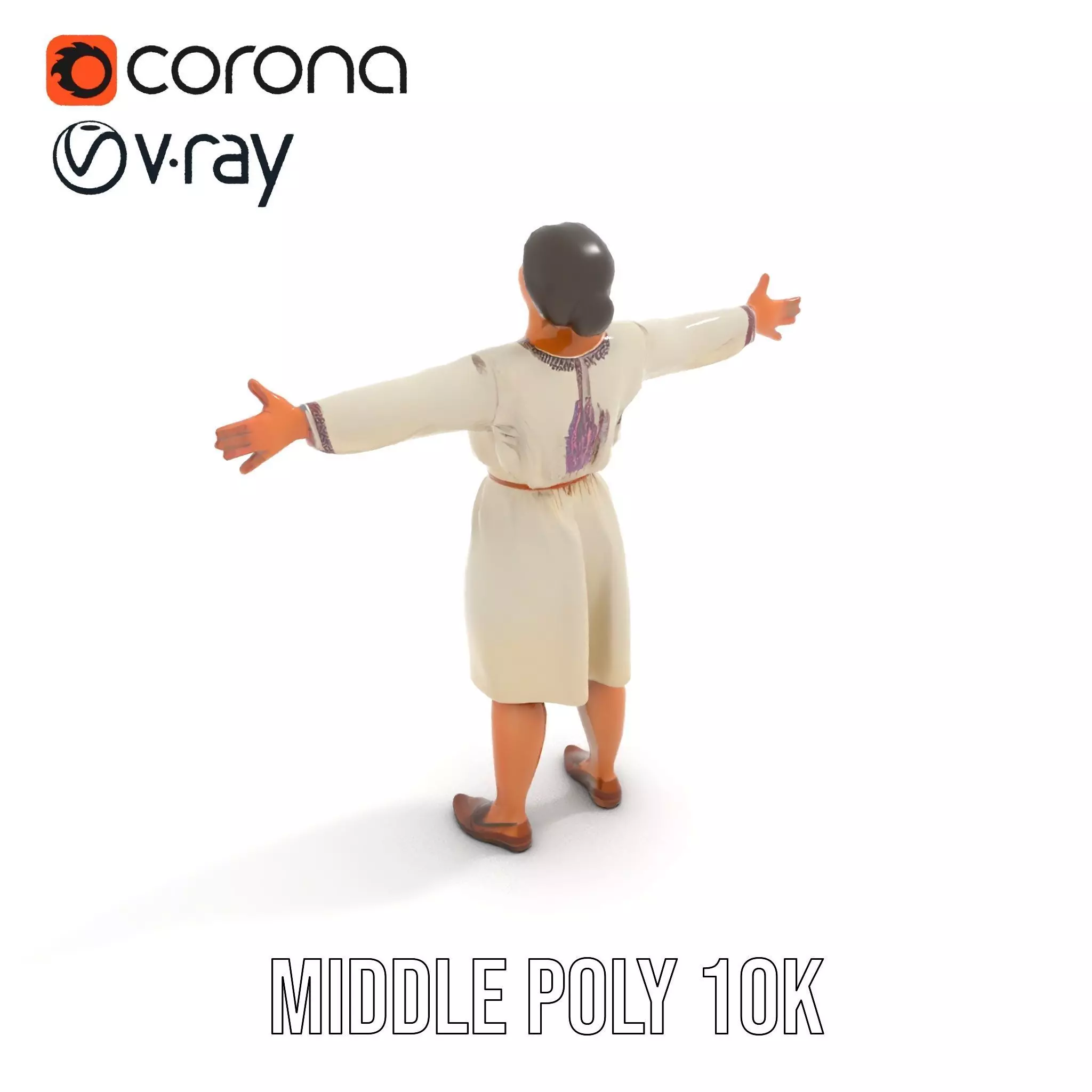 Traditional Dress Character Model Pack with Embroidered Details Low-poly 3D model_13