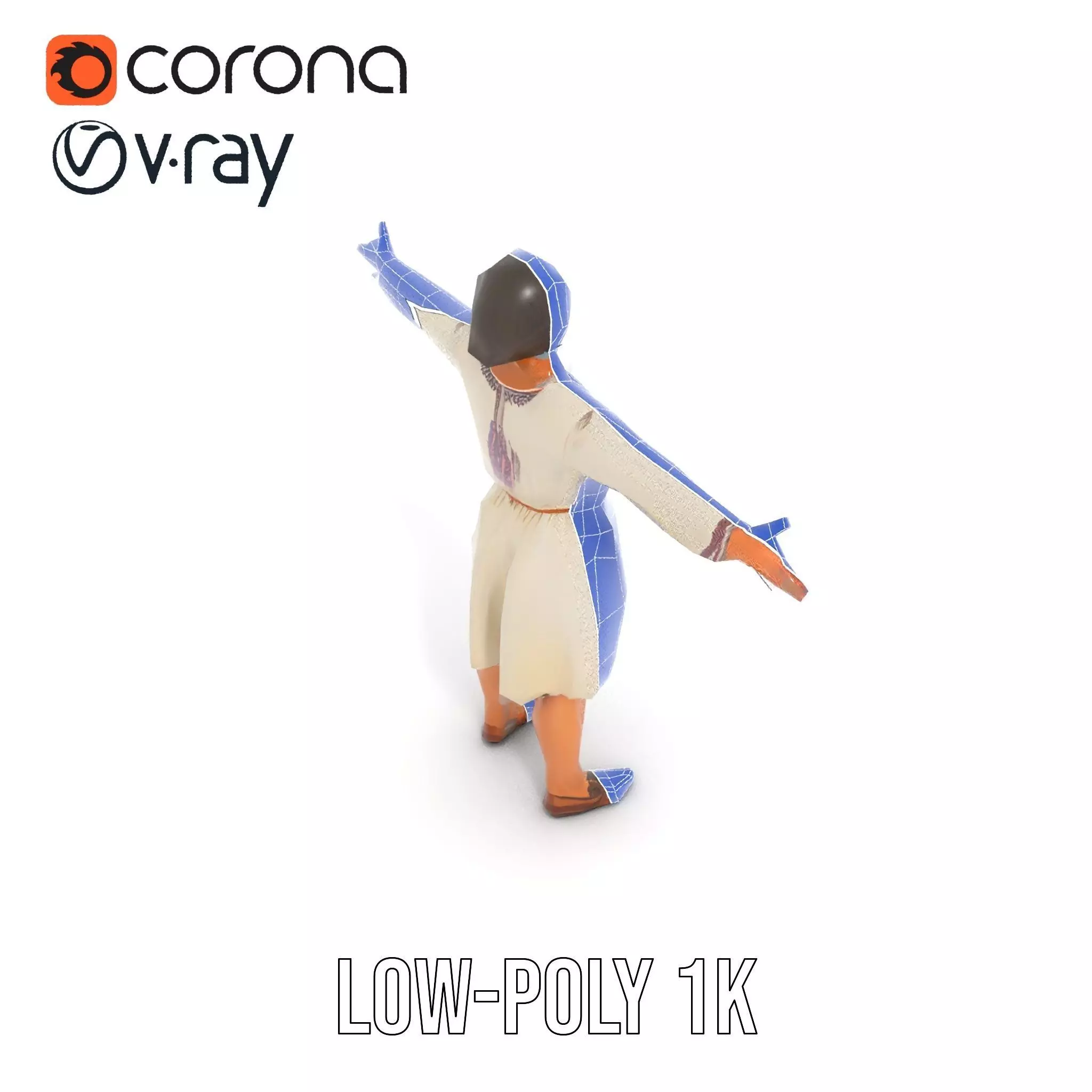 Traditional Dress Character Model Pack with Embroidered Details Low-poly 3D model_26