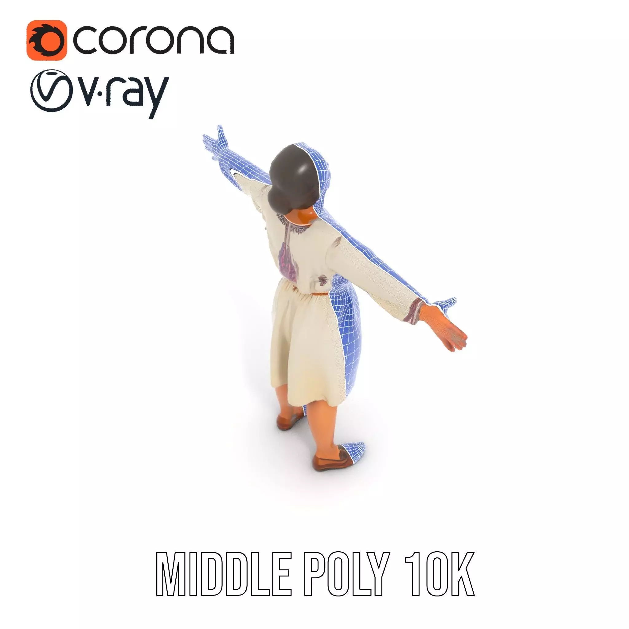 Traditional Dress Character Model Pack with Embroidered Details Low-poly 3D model_25