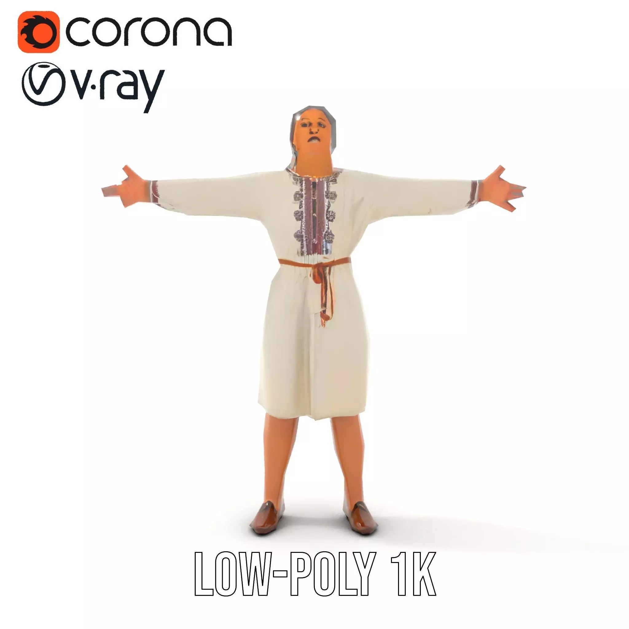 Traditional Dress Character Model Pack with Embroidered Details Low-poly 3D model_29