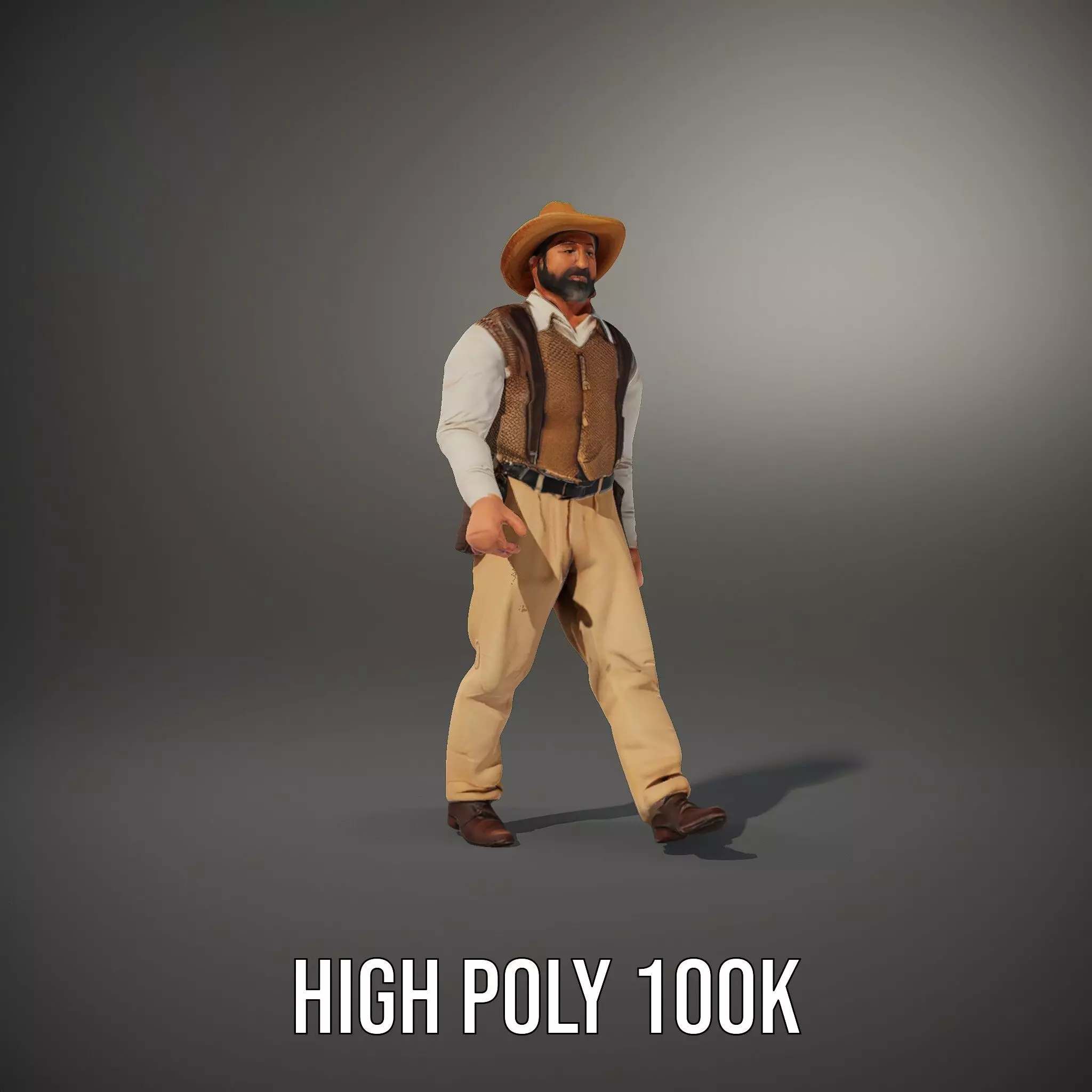Cowboy Character Model Pack with Textured Vest Low-poly 3D model_23