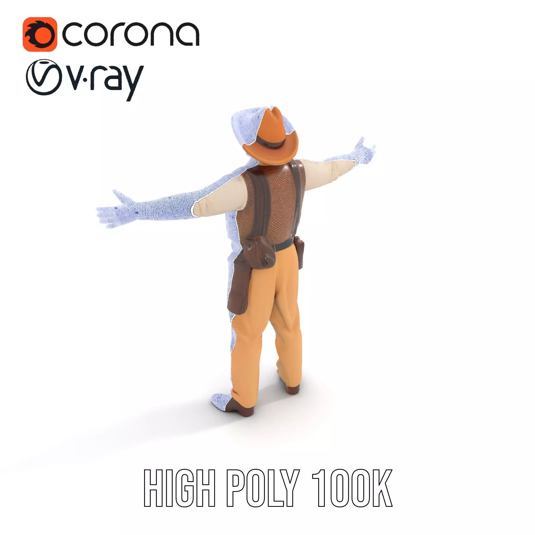 Cowboy Character Model Pack with Textured Vest Low-poly 3D model_20
