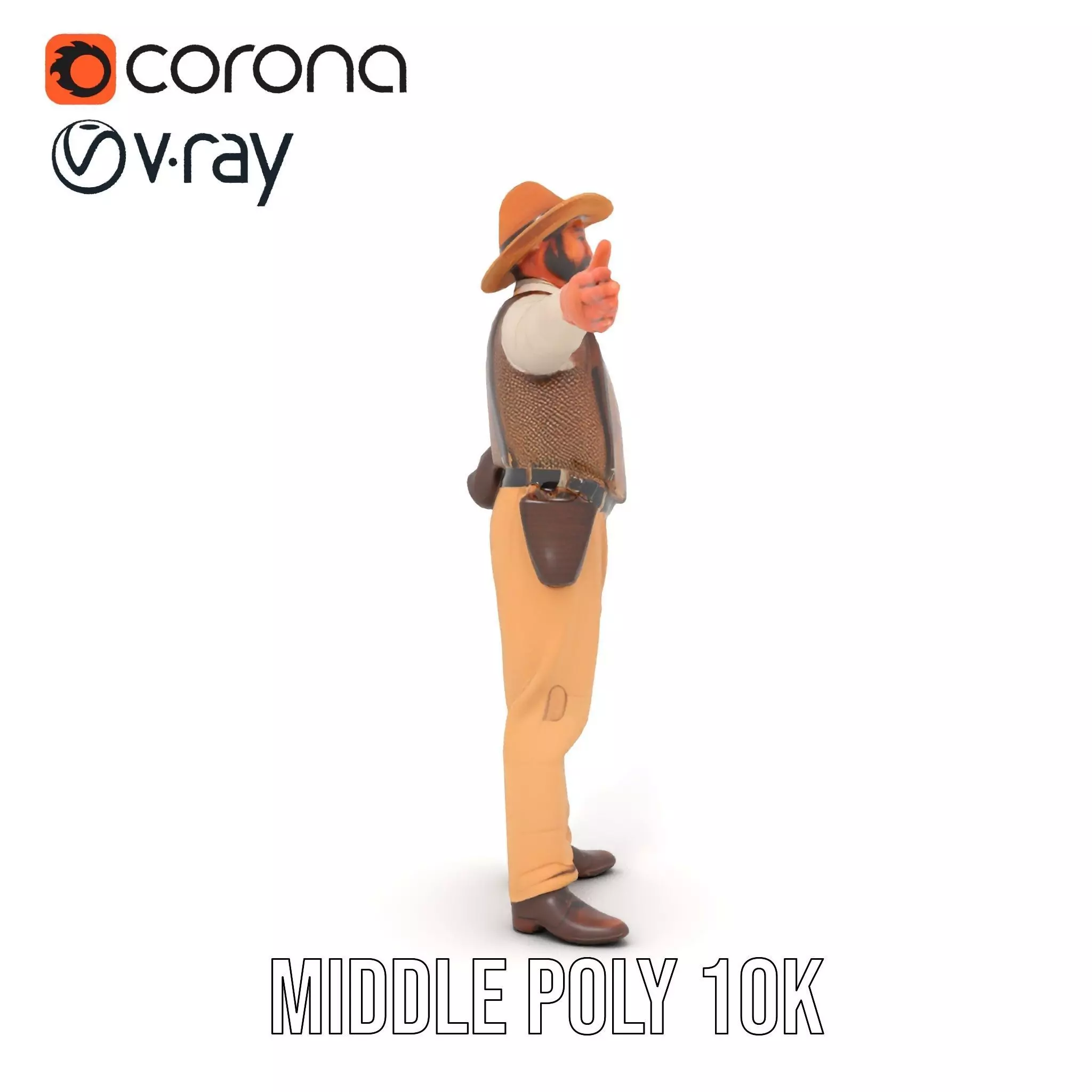 Cowboy Character Model Pack with Textured Vest Low-poly 3D model_11