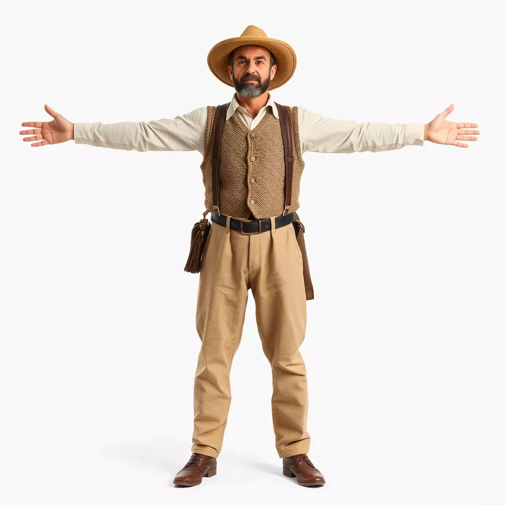 Cowboy Character Model Pack with Textured Vest Low-poly 3D model_3