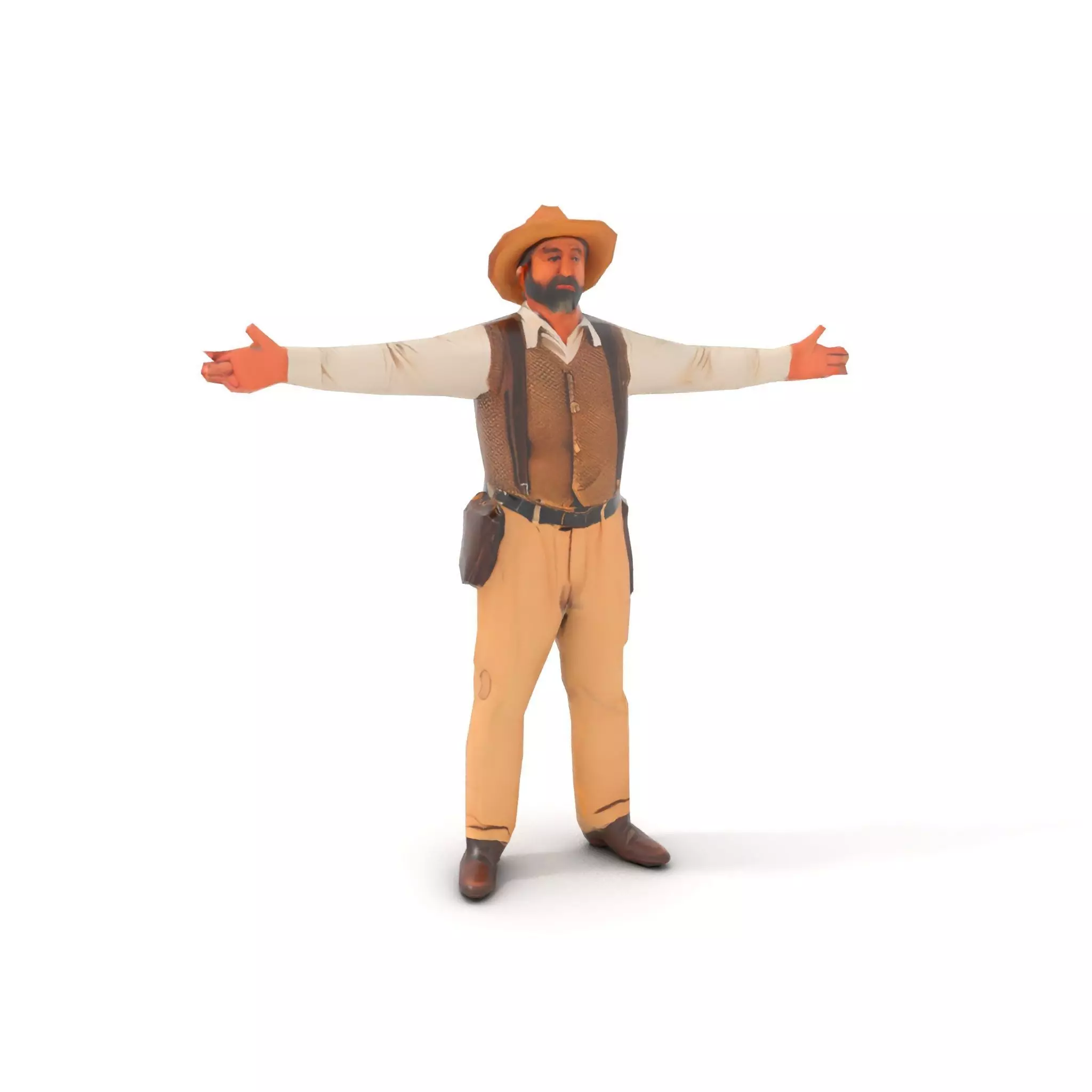 Cowboy Character Model Pack with Textured Vest Low-poly 3D model_8
