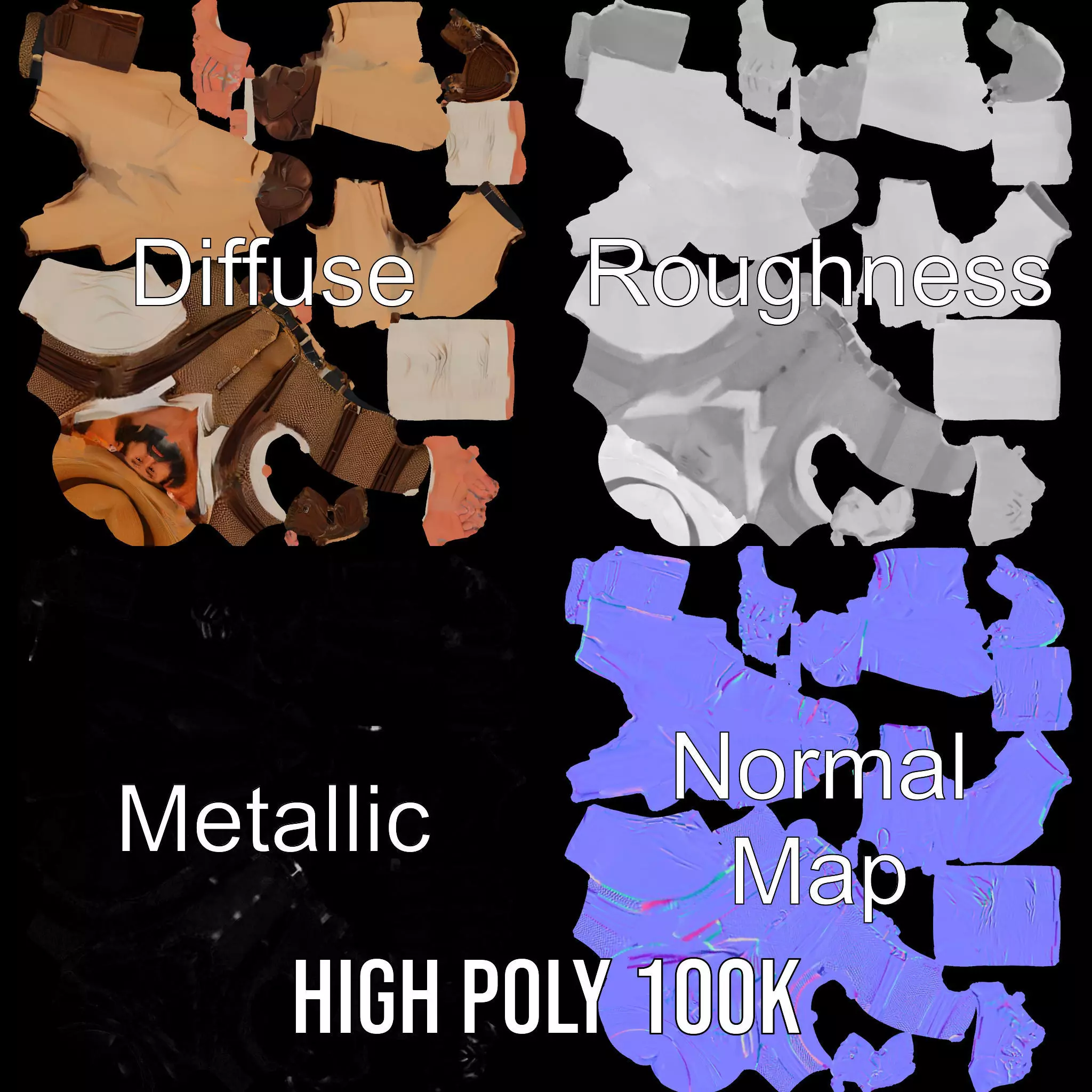 Cowboy Character Model Pack with Textured Vest Low-poly 3D model_4