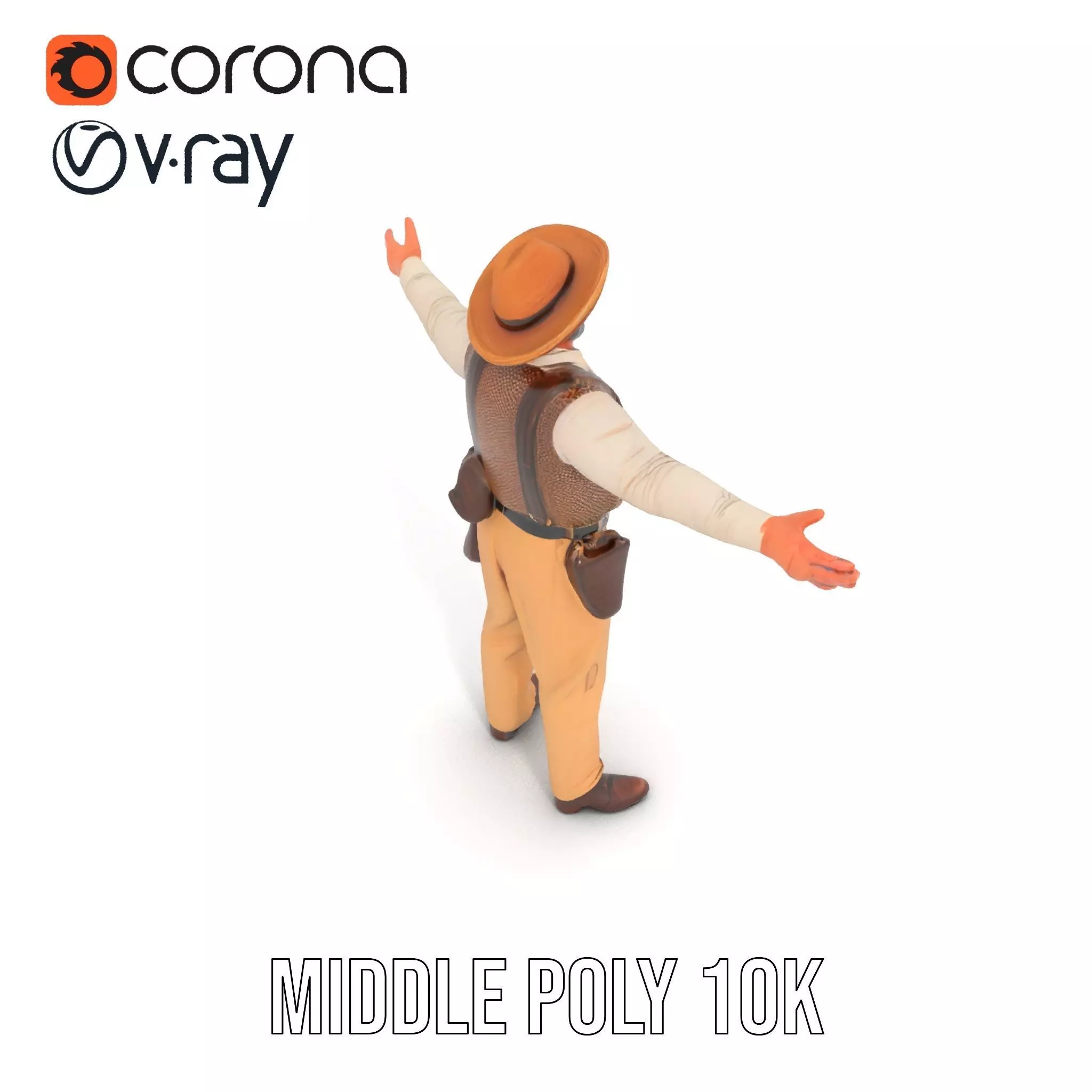 Cowboy Character Model Pack with Textured Vest Low-poly 3D model_14
