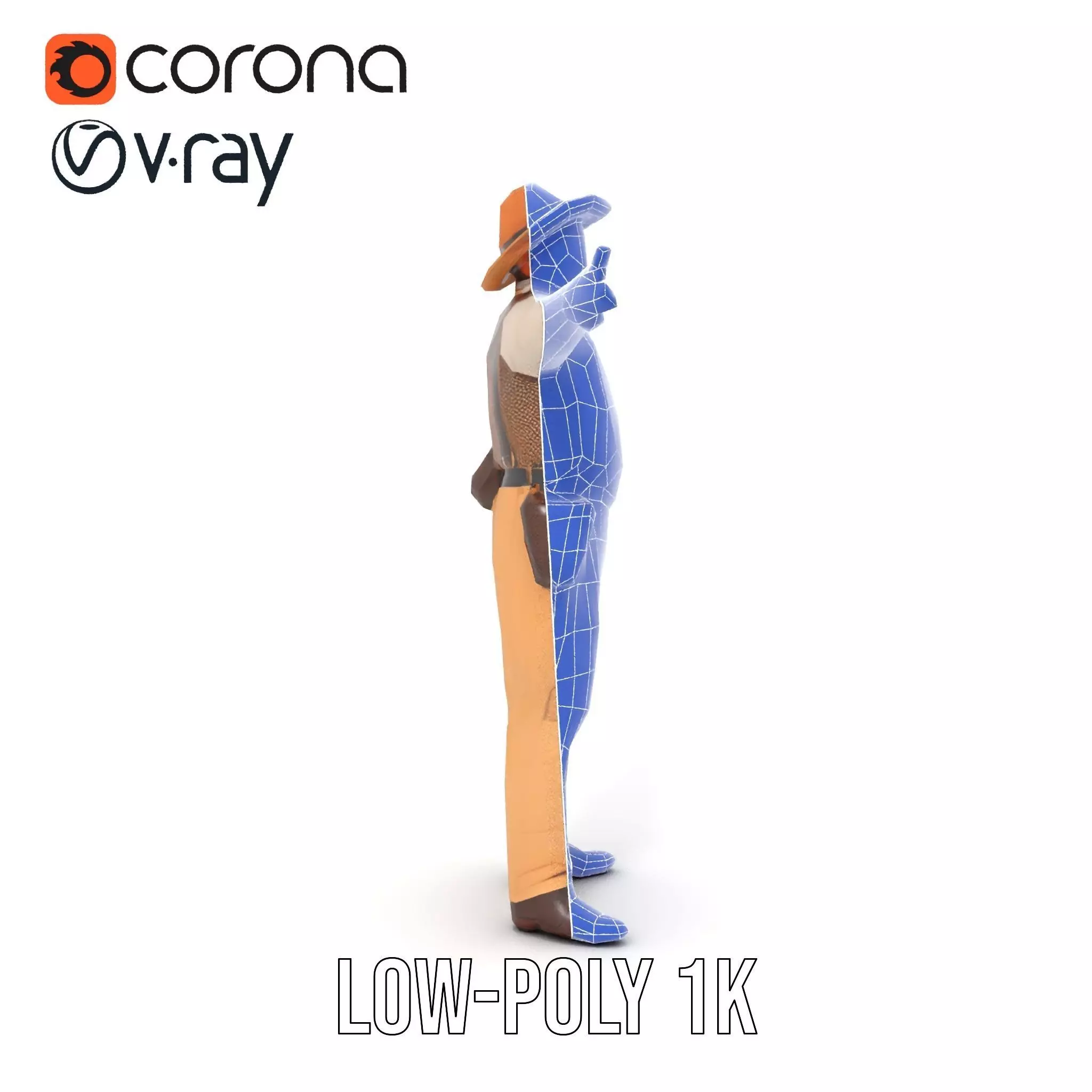 Cowboy Character Model Pack with Textured Vest Low-poly 3D model_31