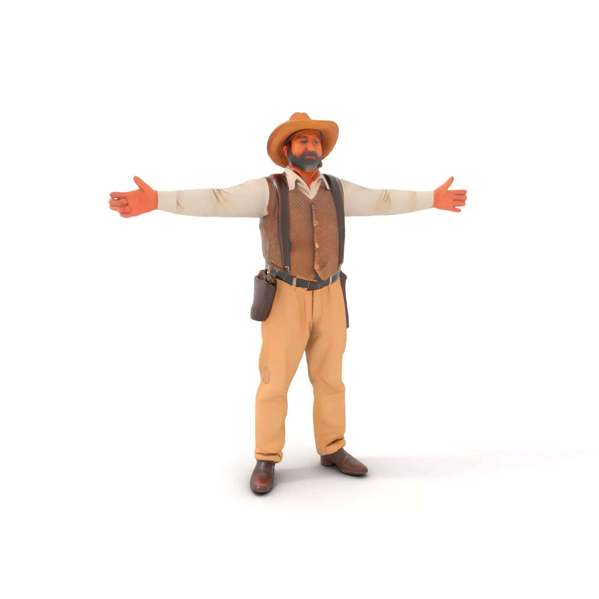 Cowboy Character Model Pack with Textured Vest Low-poly 3D model_0
