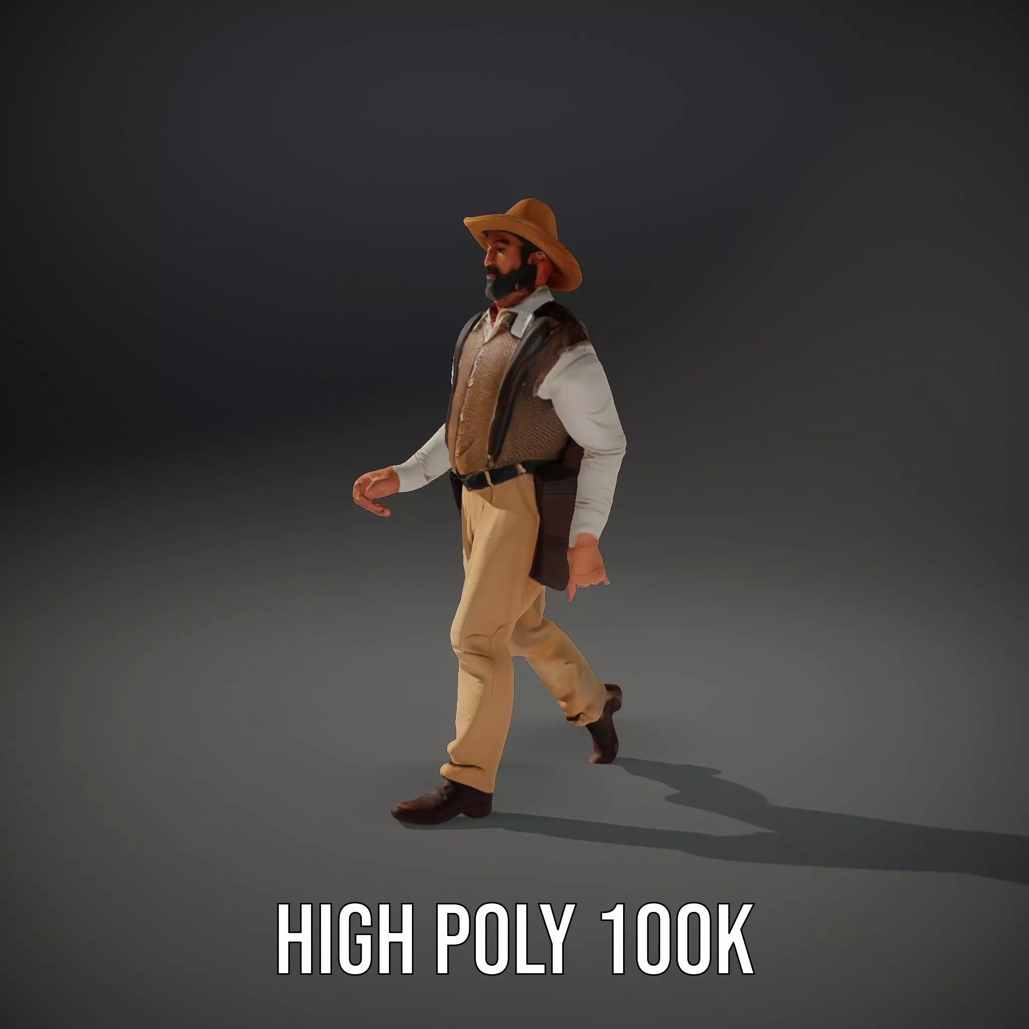 Cowboy Character Model Pack with Textured Vest Low-poly 3D model_13