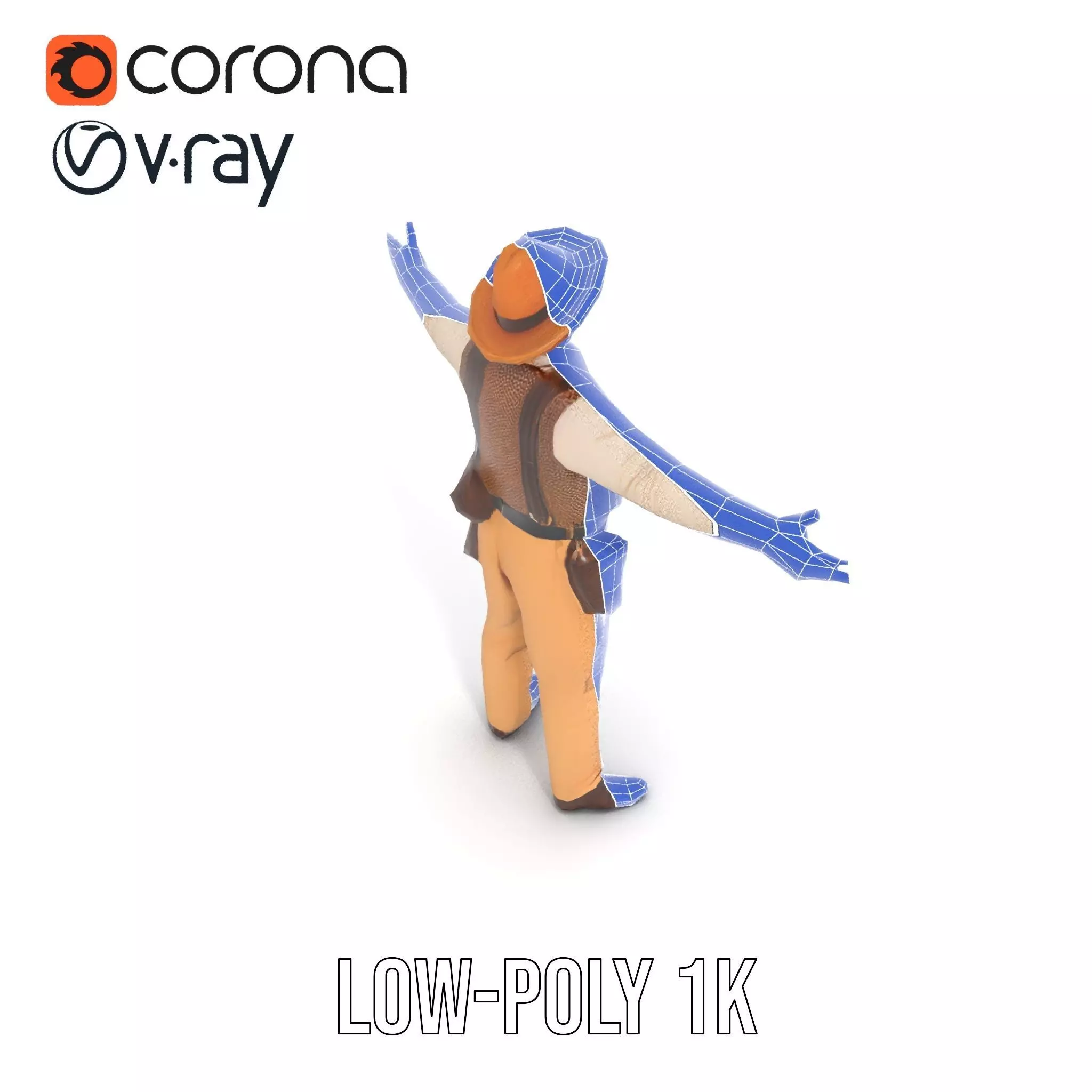 Cowboy Character Model Pack with Textured Vest Low-poly 3D model_15