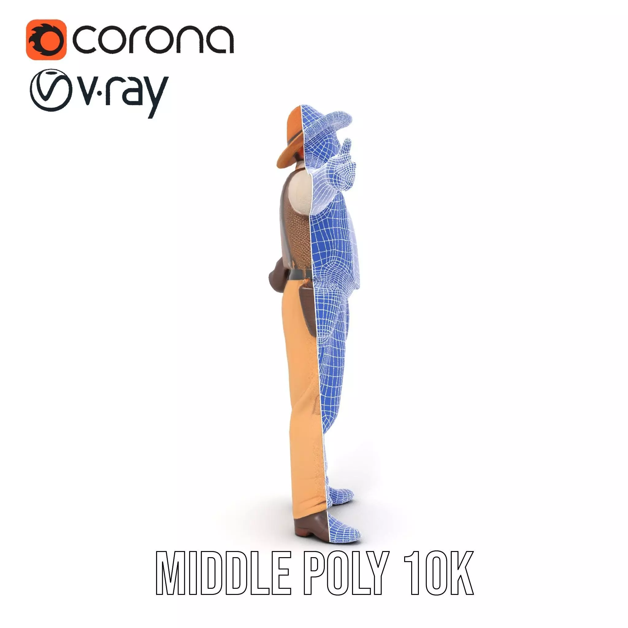 Cowboy Character Model Pack with Textured Vest Low-poly 3D model_24