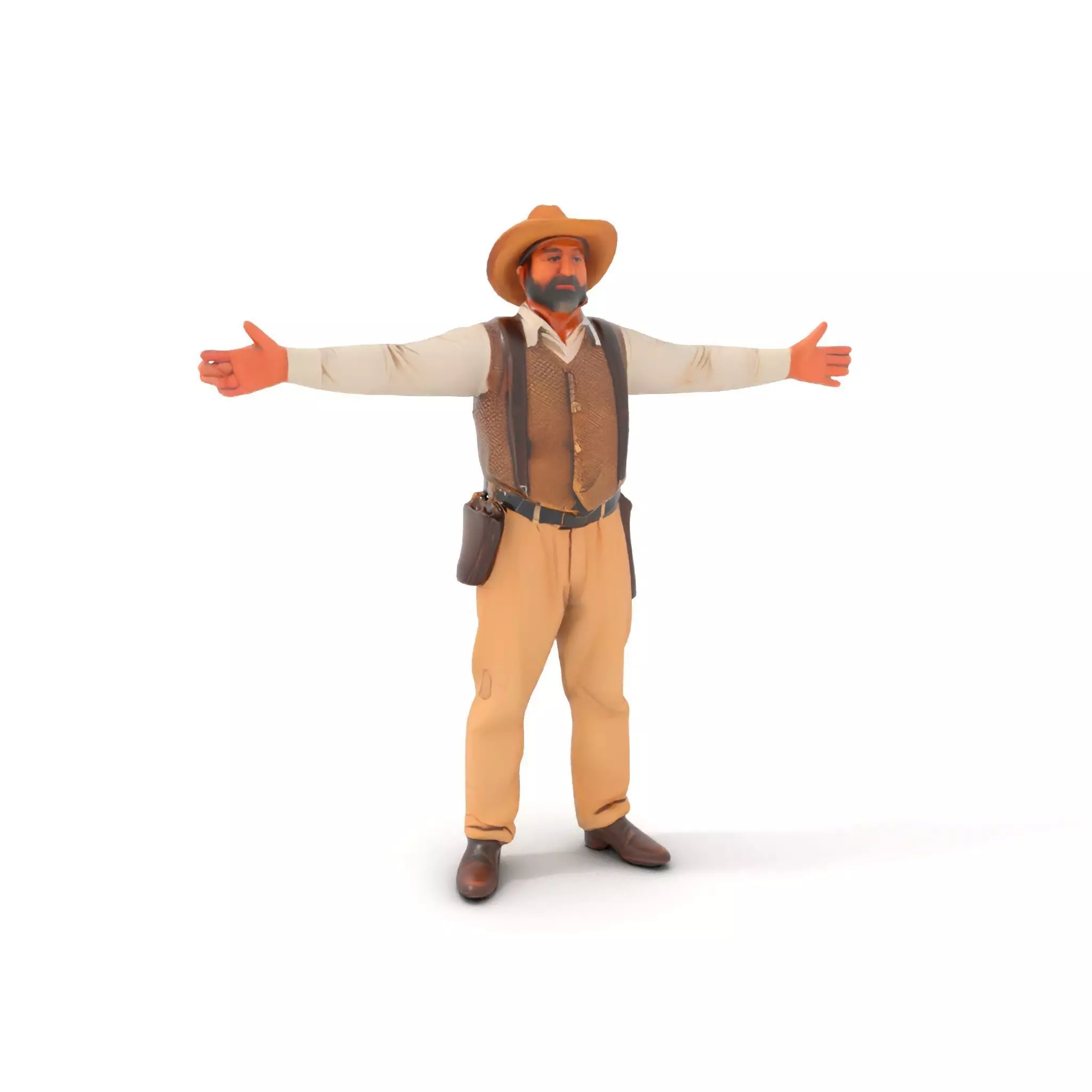 Cowboy Character Model Pack with Textured Vest Low-poly 3D model_18