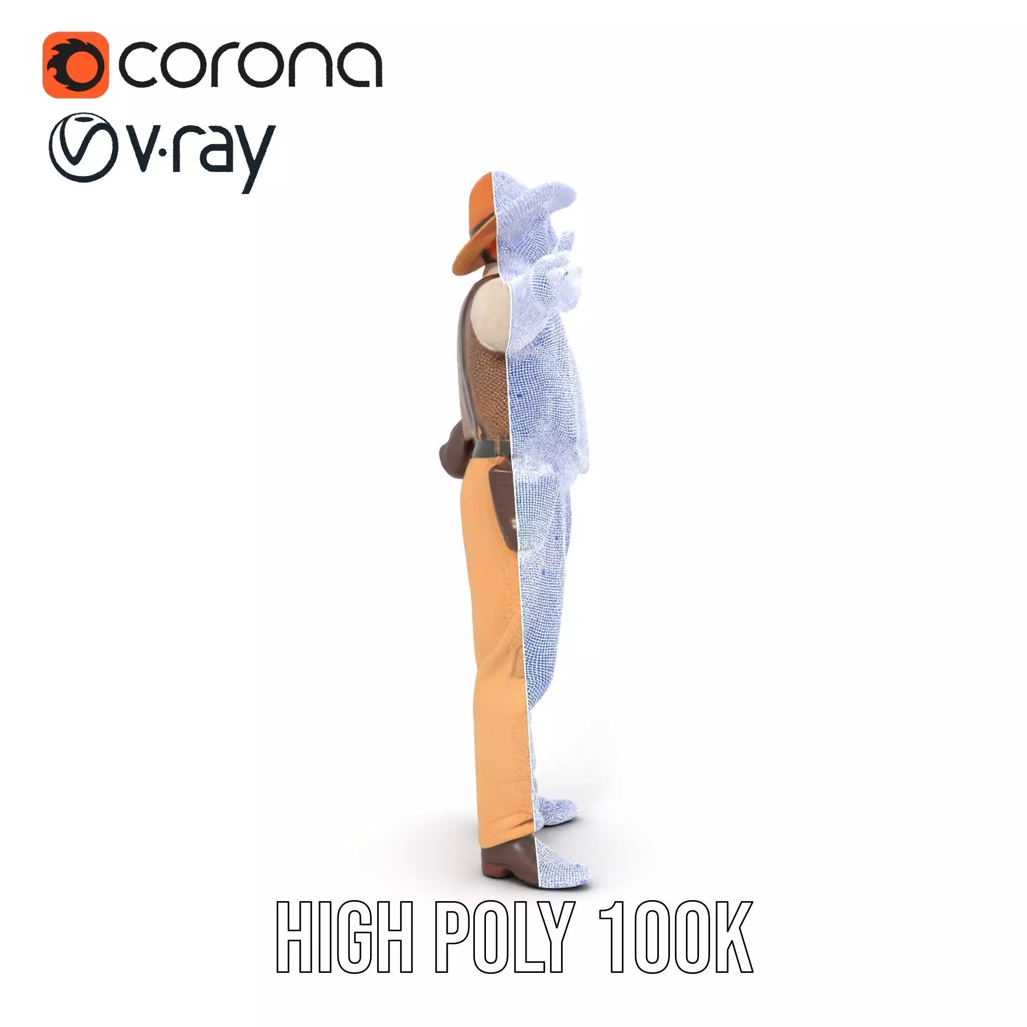 Cowboy Character Model Pack with Textured Vest Low-poly 3D model_34