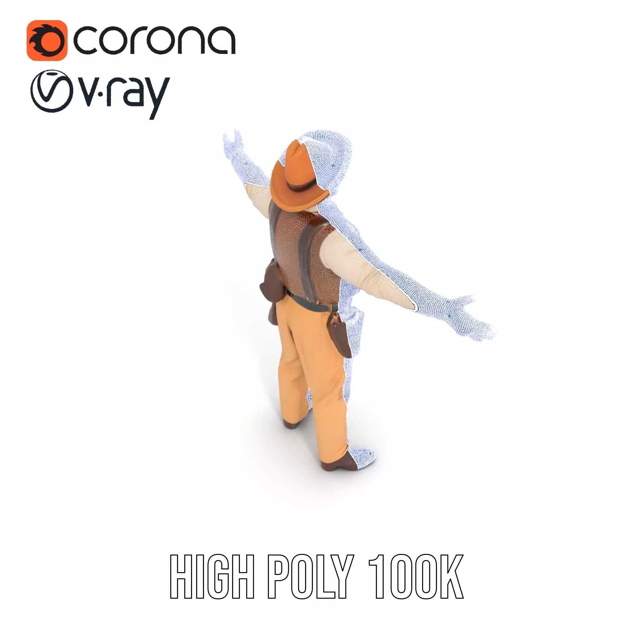 Cowboy Character Model Pack with Textured Vest Low-poly 3D model_33