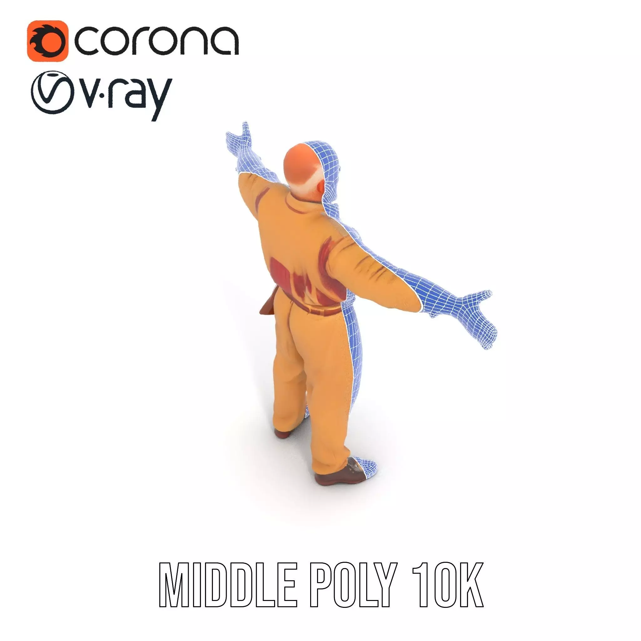 Senior Male Character Model Pack with Textured Outfit Low-poly 3D model_25