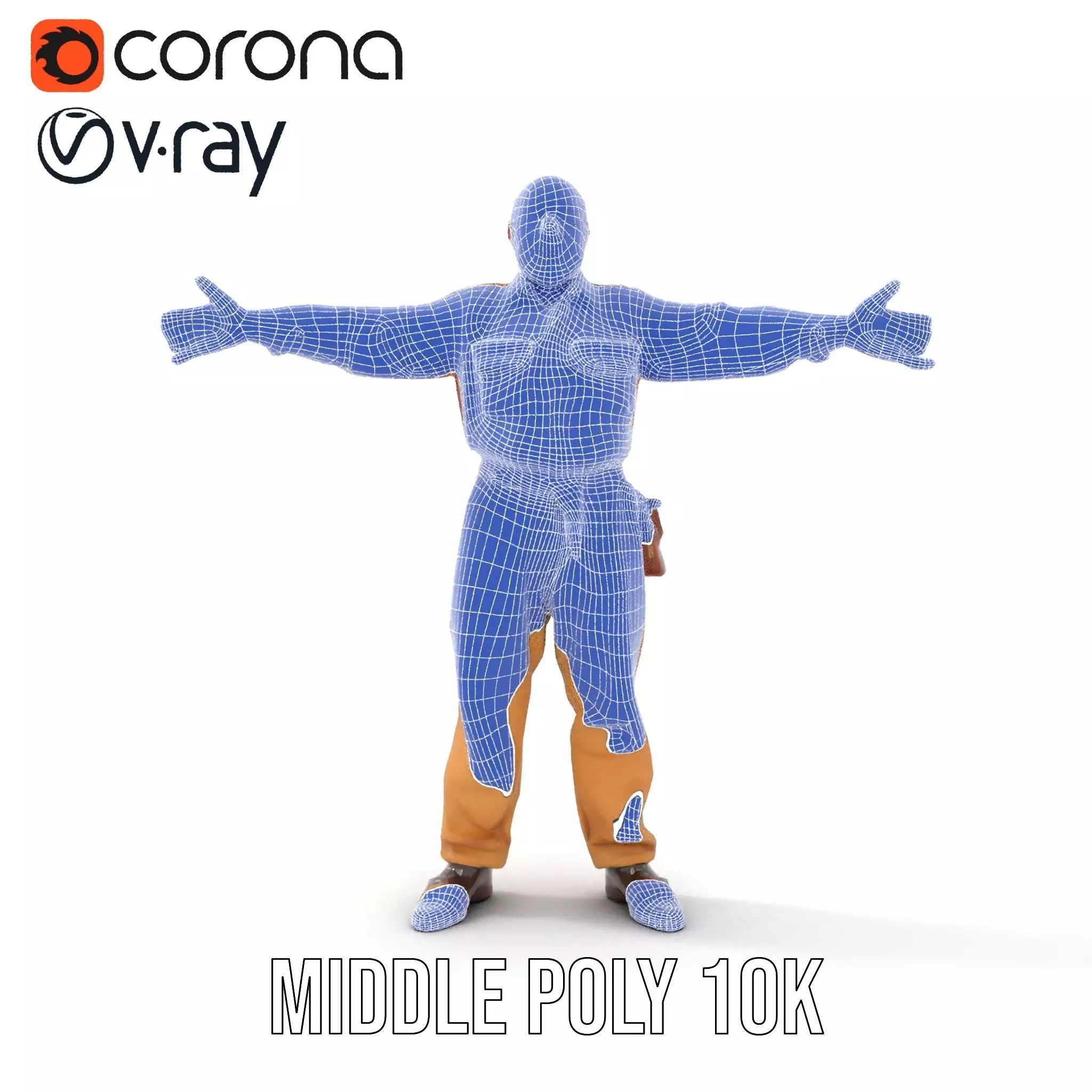 Senior Male Character Model Pack with Textured Outfit Low-poly 3D model_27