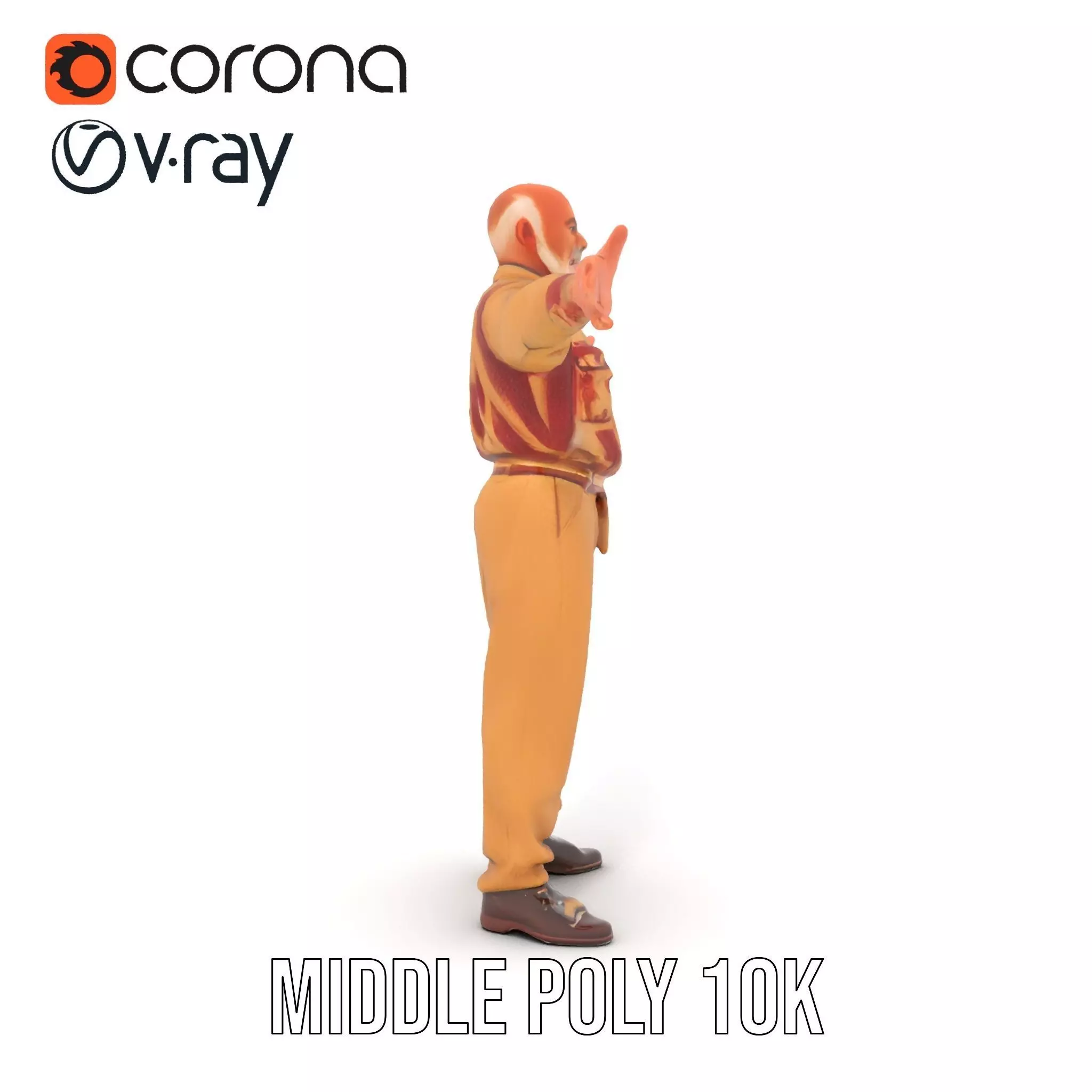 Senior Male Character Model Pack with Textured Outfit Low-poly 3D model_16